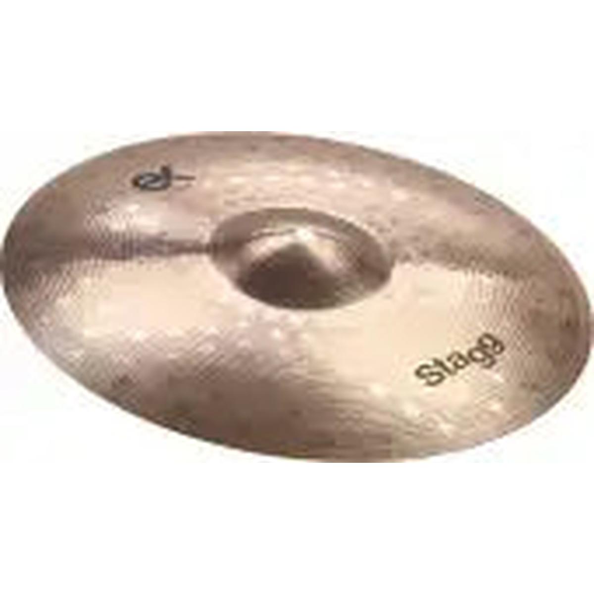 Stagg EX-RM20B 20-inch EX Brilliant Medium Ride cymbal, B8 bronze, angled view showing the EX and Stagg logos