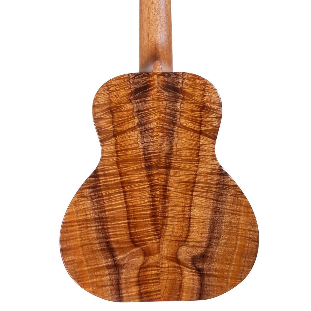 Kanile'a Willie K Premium koa 5-string super tenor ukulele, second back view of the figured koa body