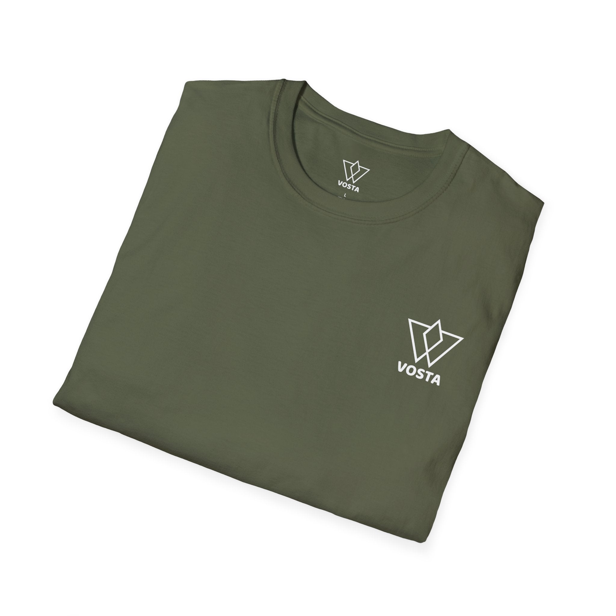 Vosta Black T-Shirt - Minimalist White Logo Tee