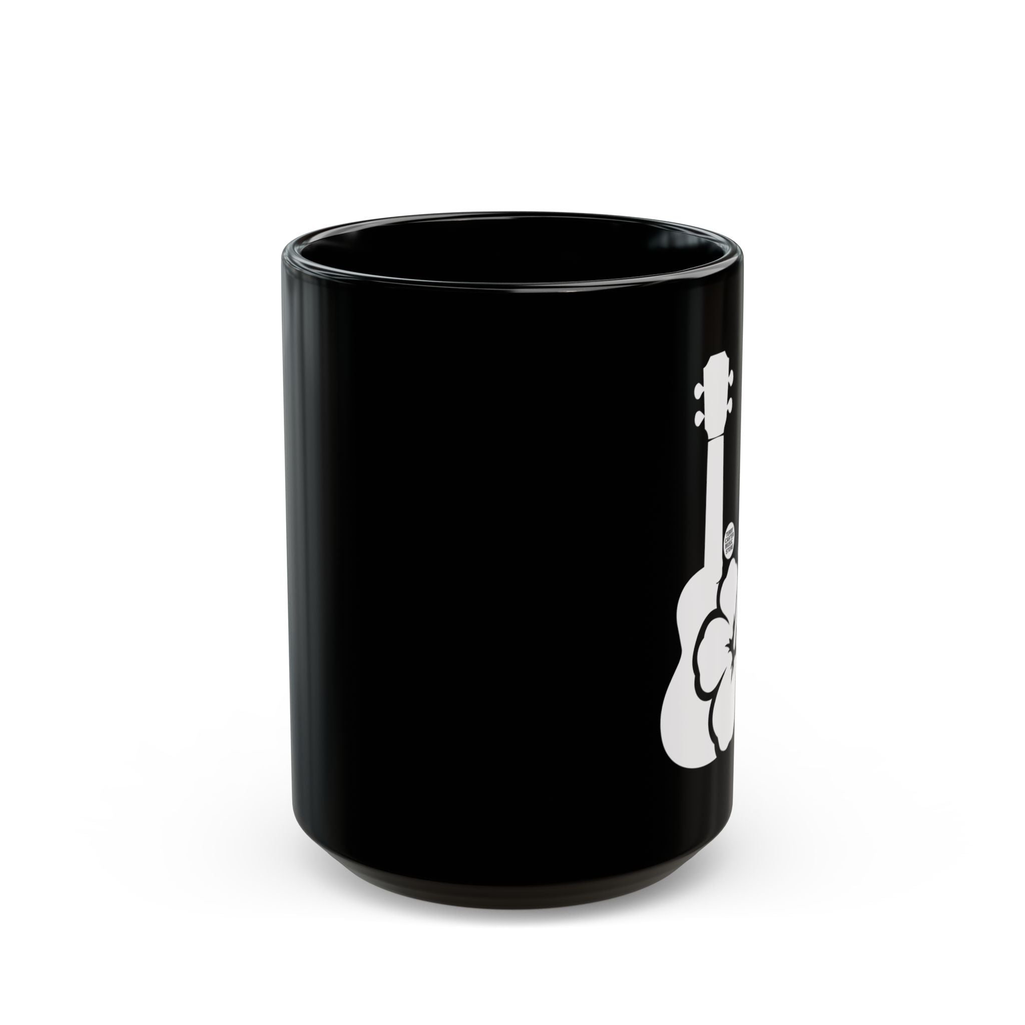 Ukulele Musician Black Ceramic Mug with Hibiscus - 11oz & 15oz