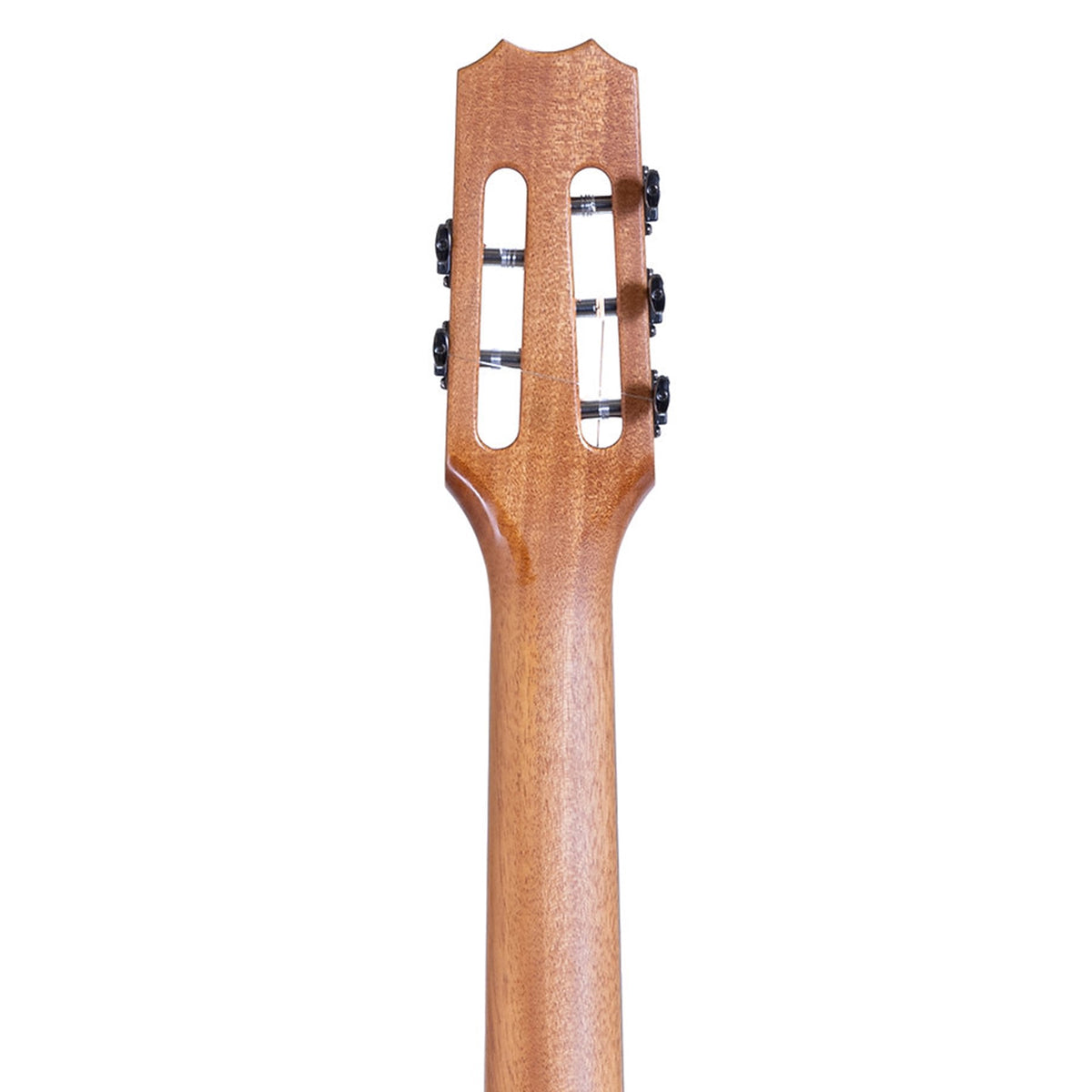 Kanile'a Willie K Premium koa 5-string super tenor ukulele, back of the slotted headstock and neck