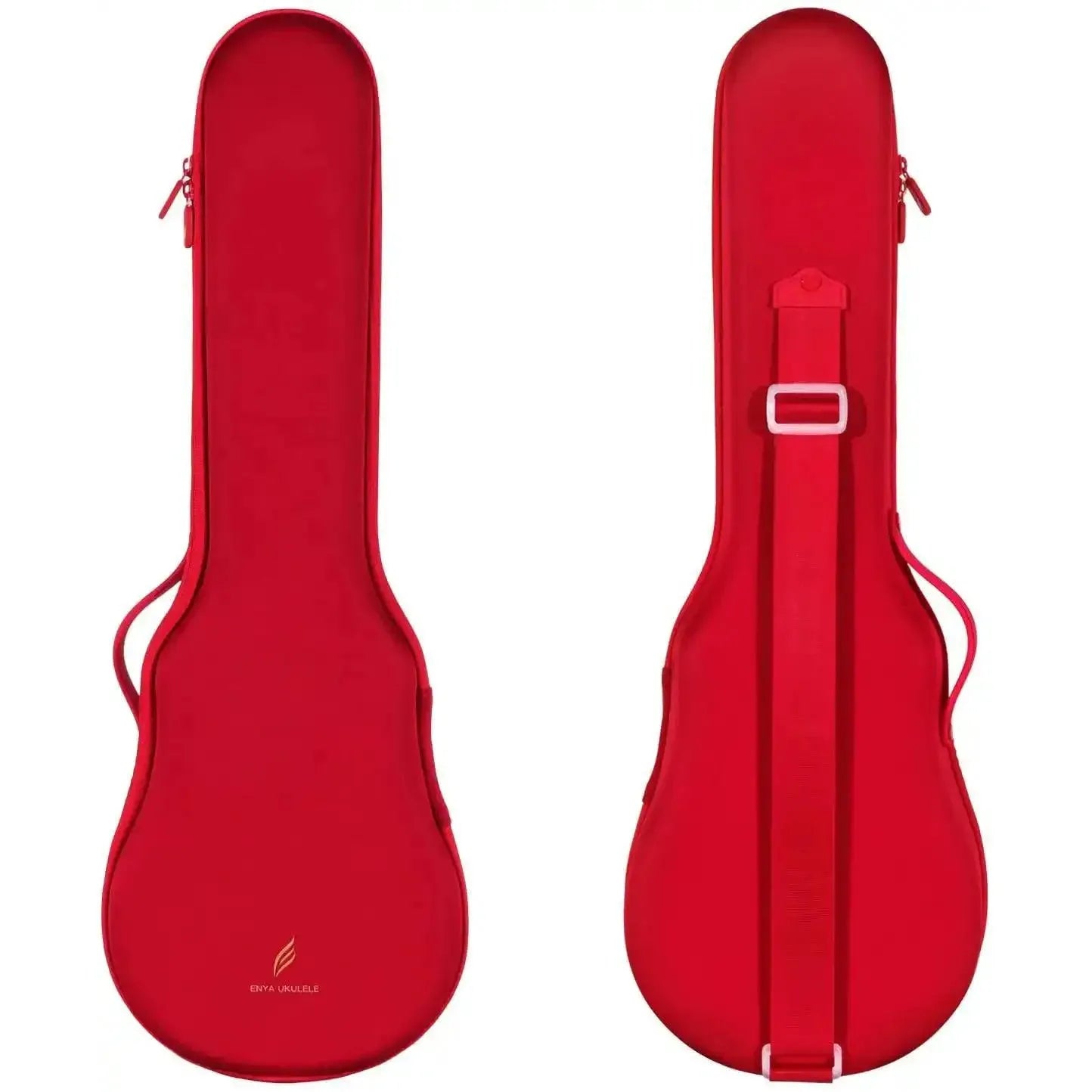 Enya red ukulele case front and back views, Terry Carter Music Store accessory product image