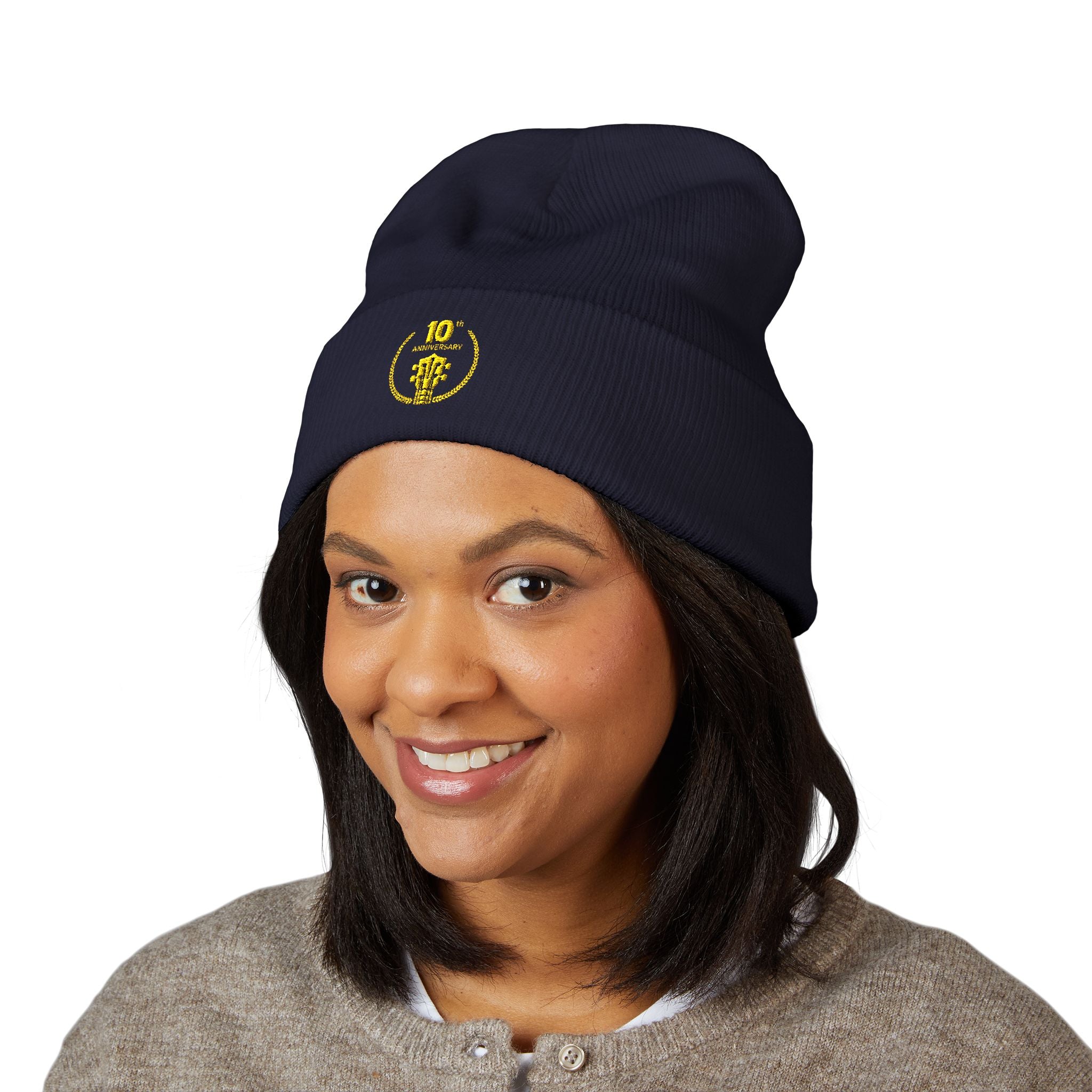 Uke Like The Pros 10th Anniversary Embroidered Beanie - Gold Logo