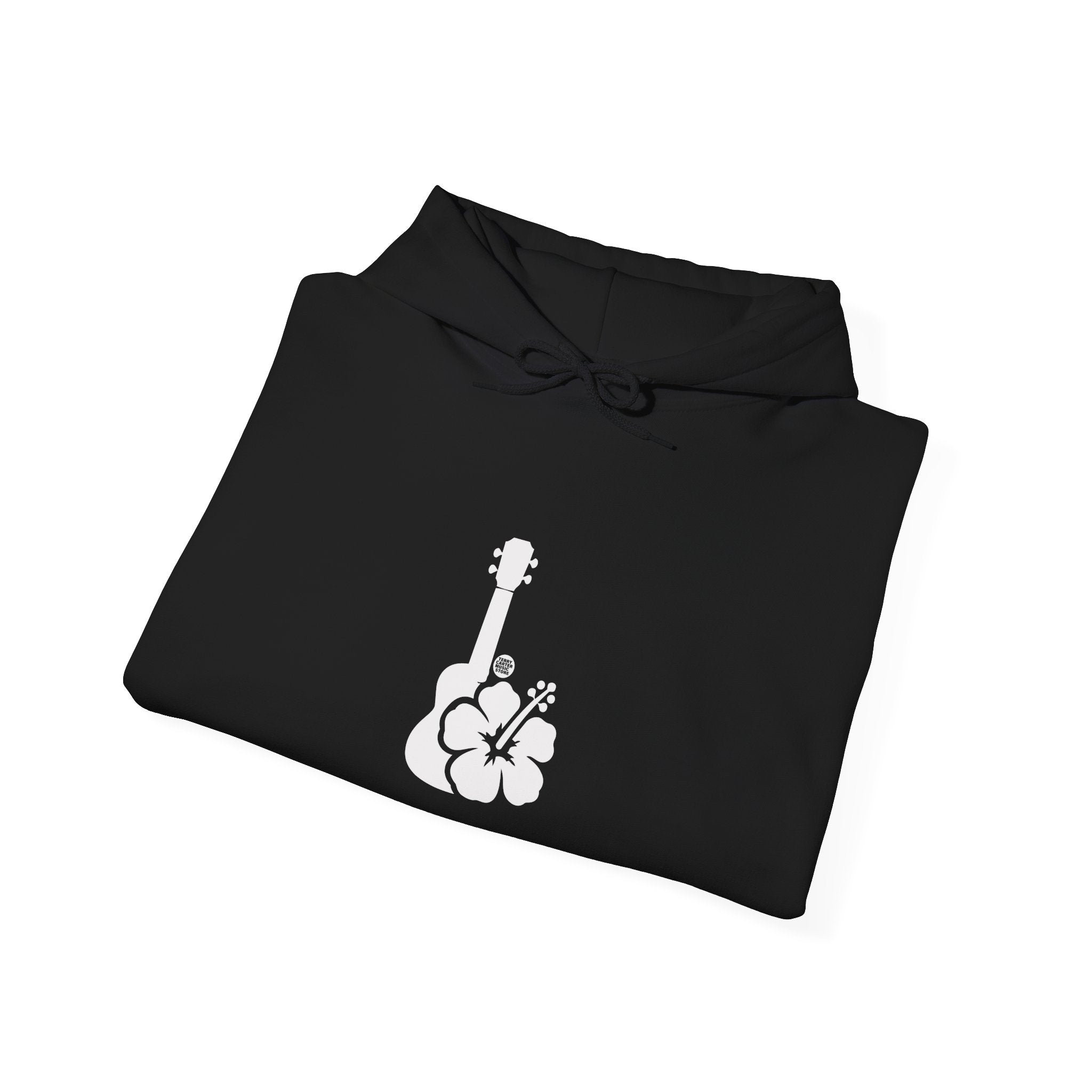 Ukulele Musician Hoodie with Hibiscus - White Logo