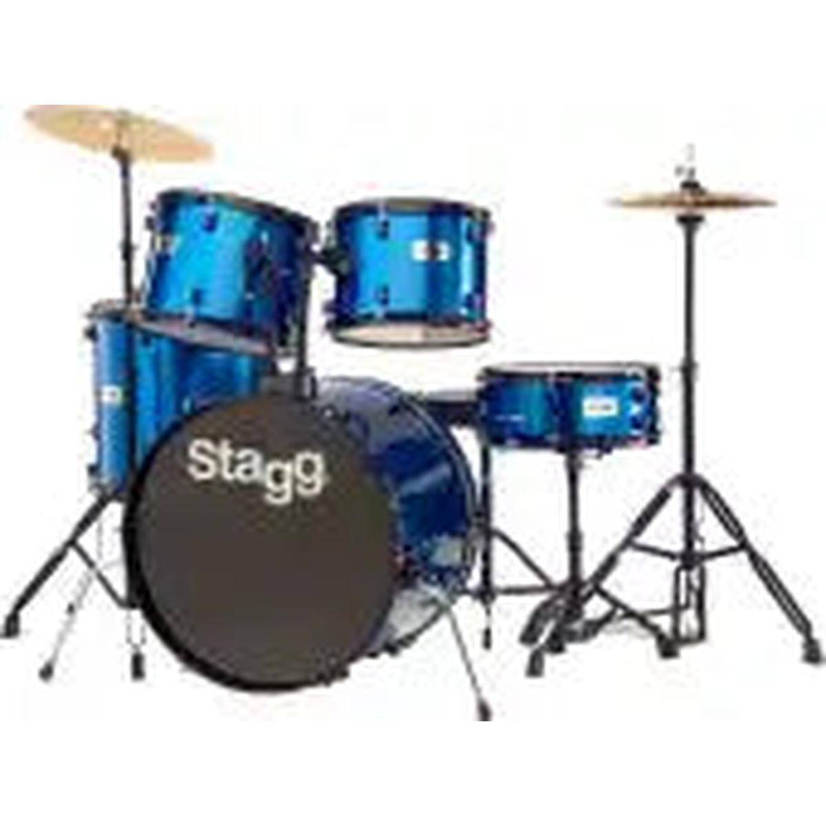 Stagg TIM122B 5-piece 22-inch basswood drum set in blue with hardware, cymbals and throne