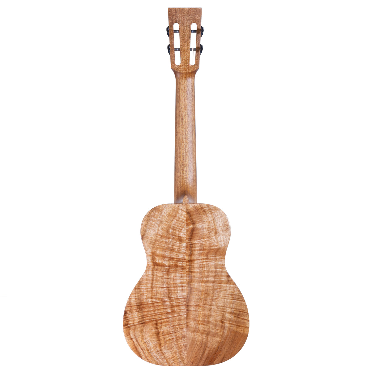 Full back view of Kanile'a DK-T Pro tenor ukulele serial 30180 with koa back, mahogany neck and tuners