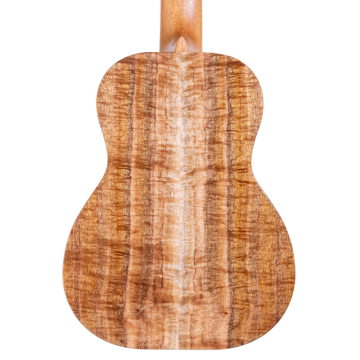 Back of Kanile'a K-1 Pro tenor ukulele serial 30295 showing the koa back and mahogany neck heel