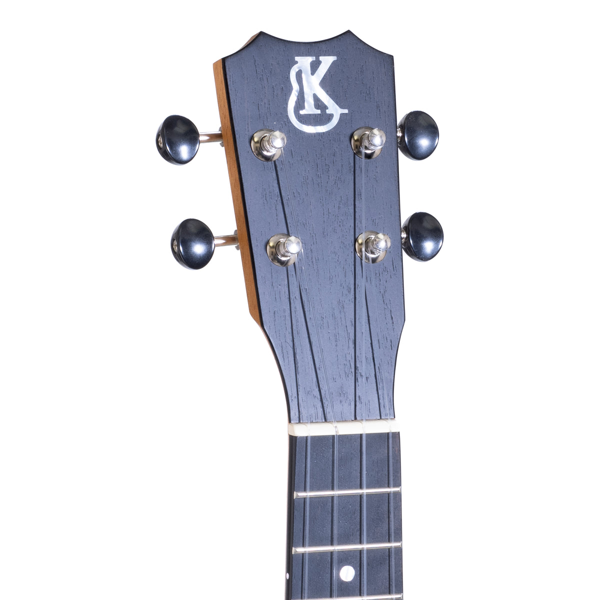 Crown headstock with white mother-of-pearl Kanile'a logo and chrome open gear tuners on serial 30209