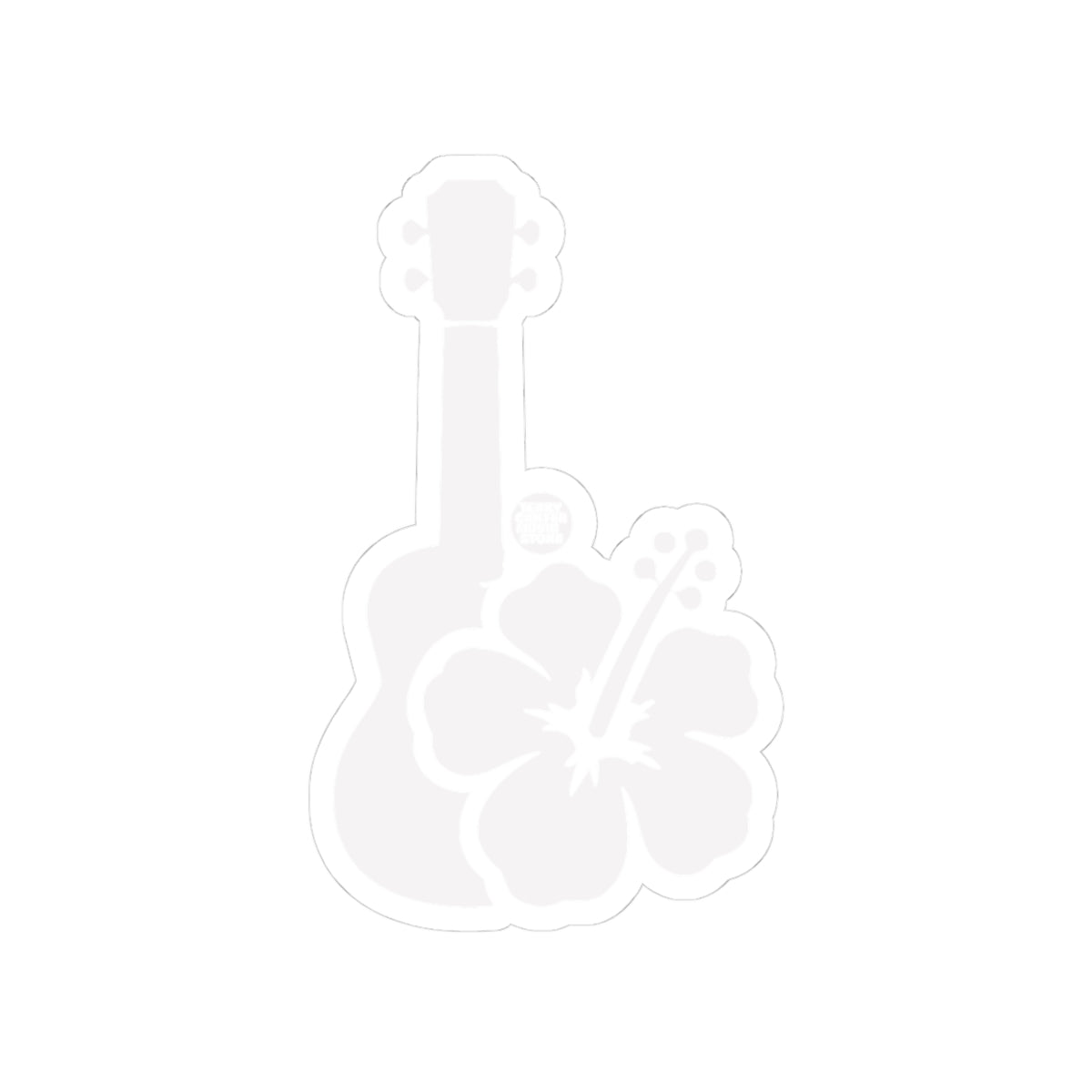 Hawaiian Ukulele Hibiscus Sticker - White Kiss-Cut Decal
