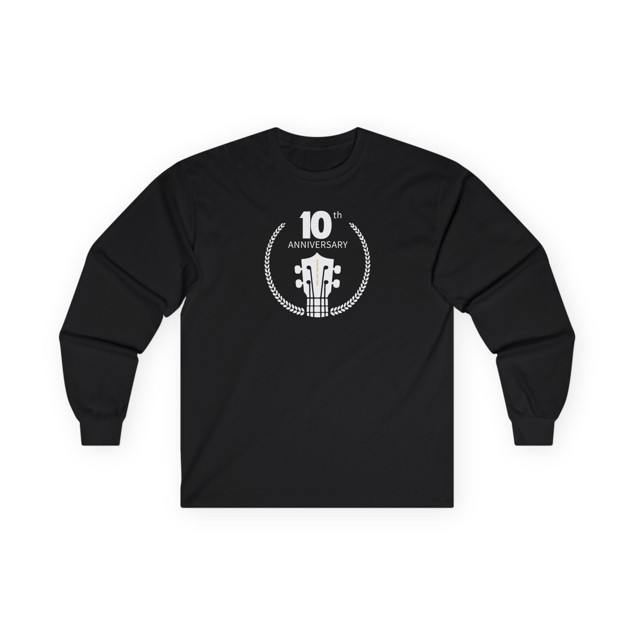 Uke Like The Pros 10th Anniversary Long Sleeve T-Shirt - White on Black