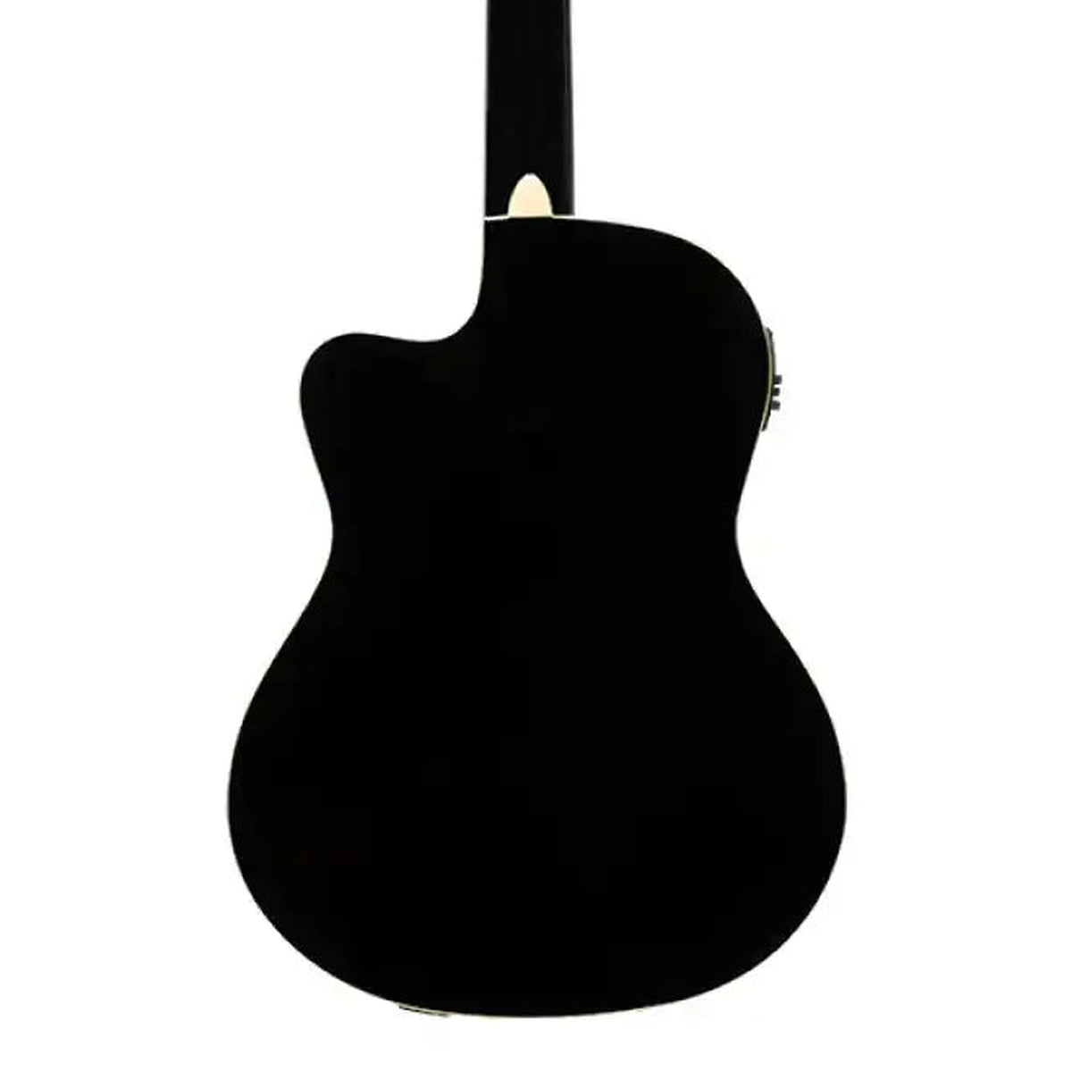 Body back of the Stagg SCL60 TCE Acoustic-Electric Classical Guitar - Black, with the base of the neck