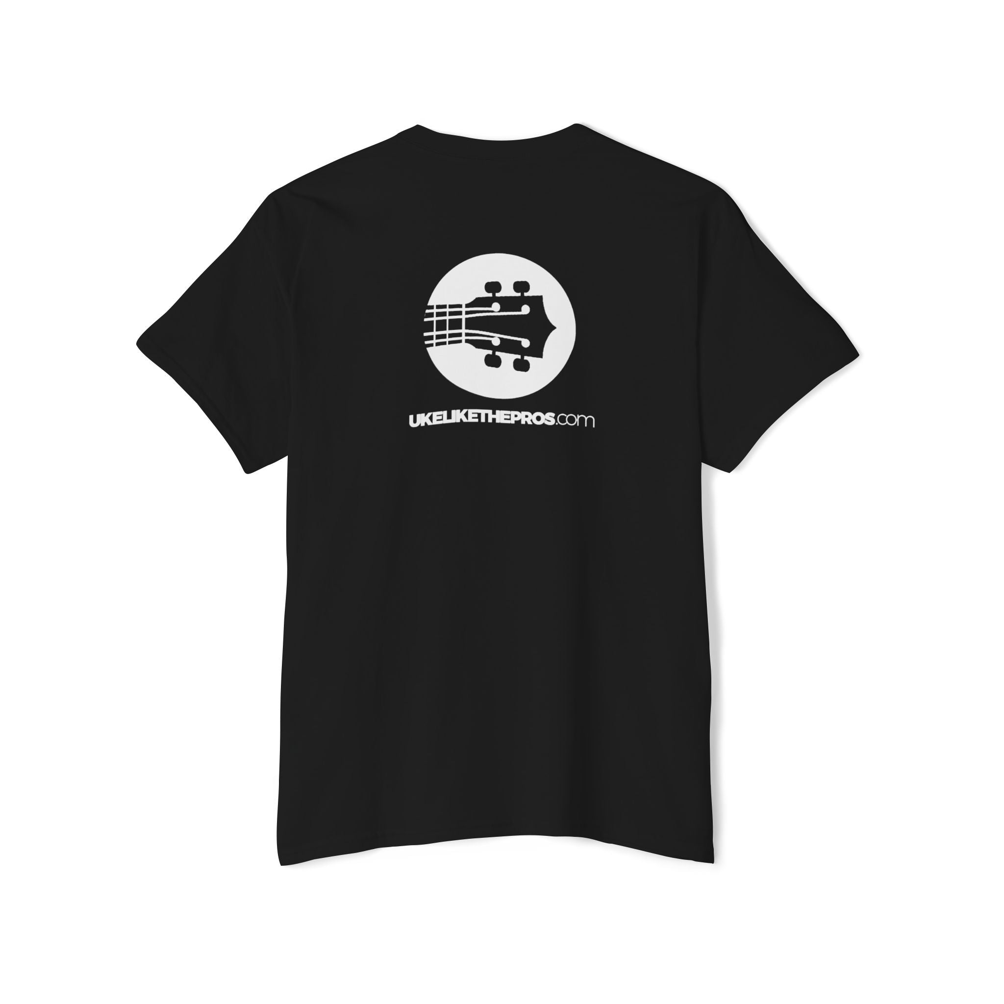 Uke Like The Pros T-Shirt - Small White Chest Logo