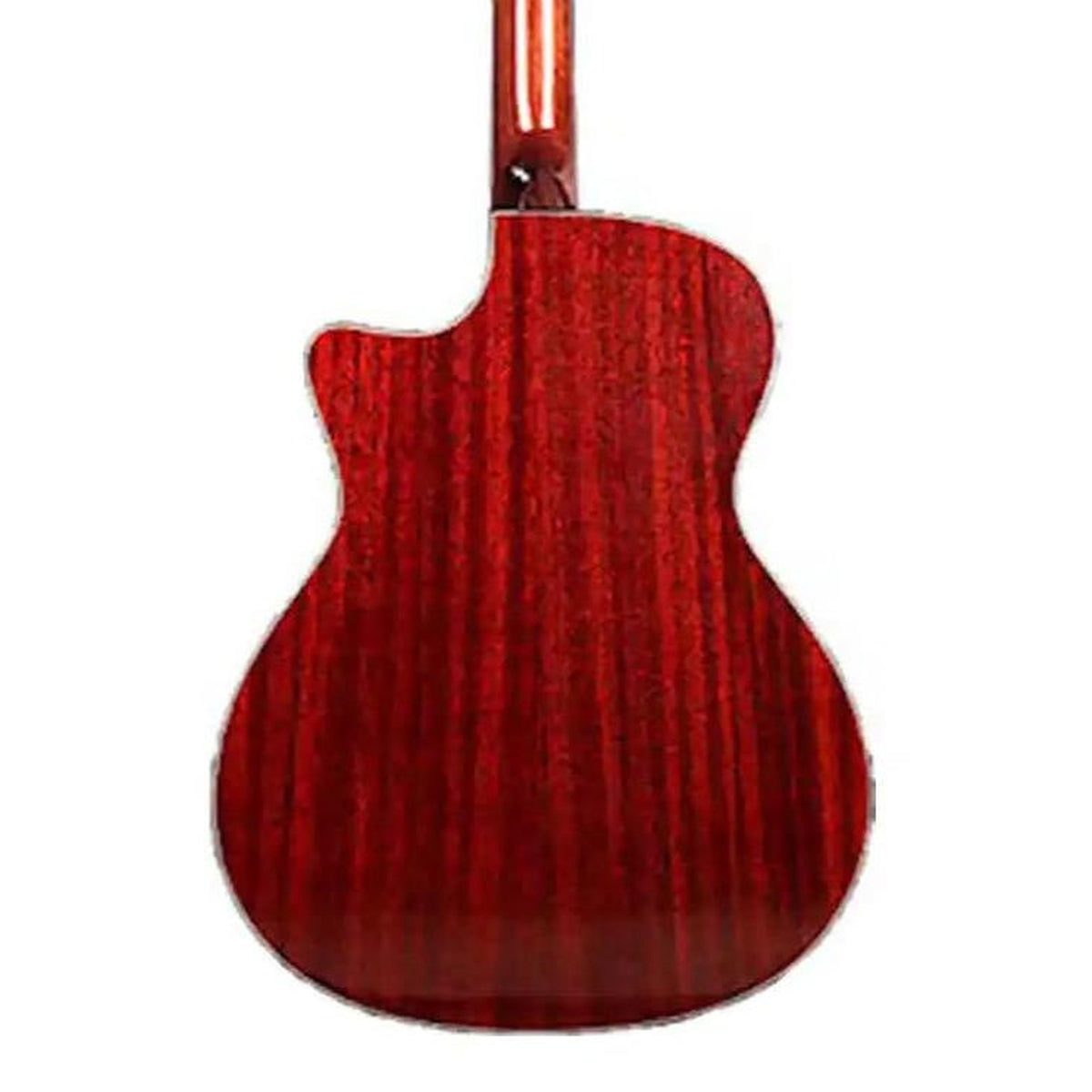 Body back of the Willow Creek FX-PGE4F Herringbone Pro Acoustic Grand Auditorium Guitar w/ Effects & Bluetooth, with the base of the neck