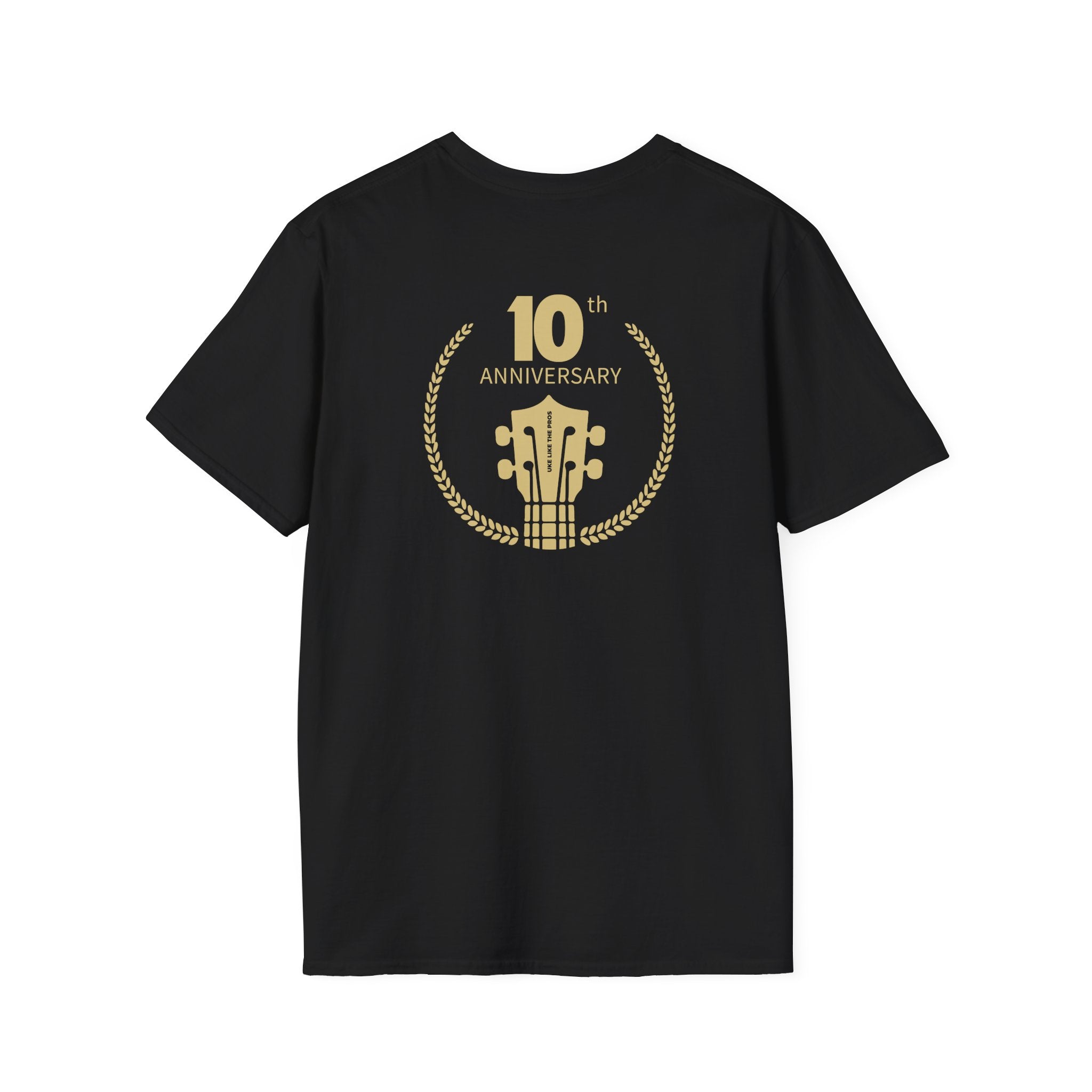 Uke Like The Pros 10th Anniversary T-Shirt — Gold Logo