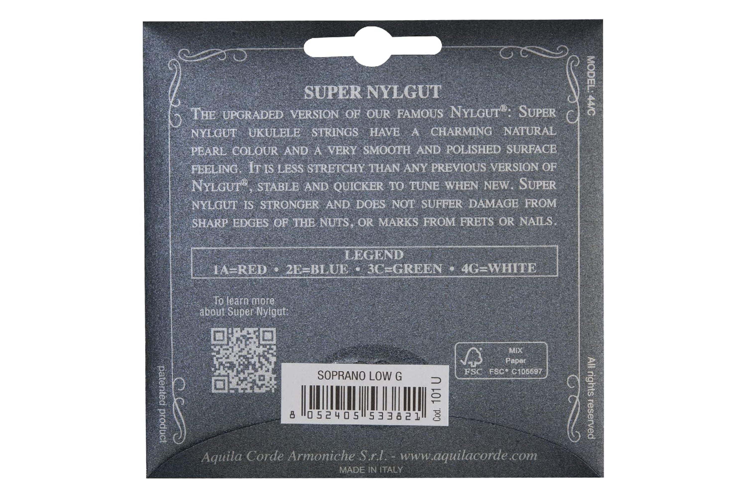 Aquila 101U Super Nylgut Ukulele Strings SOPRANO (GCEA Tuning) - LOW G