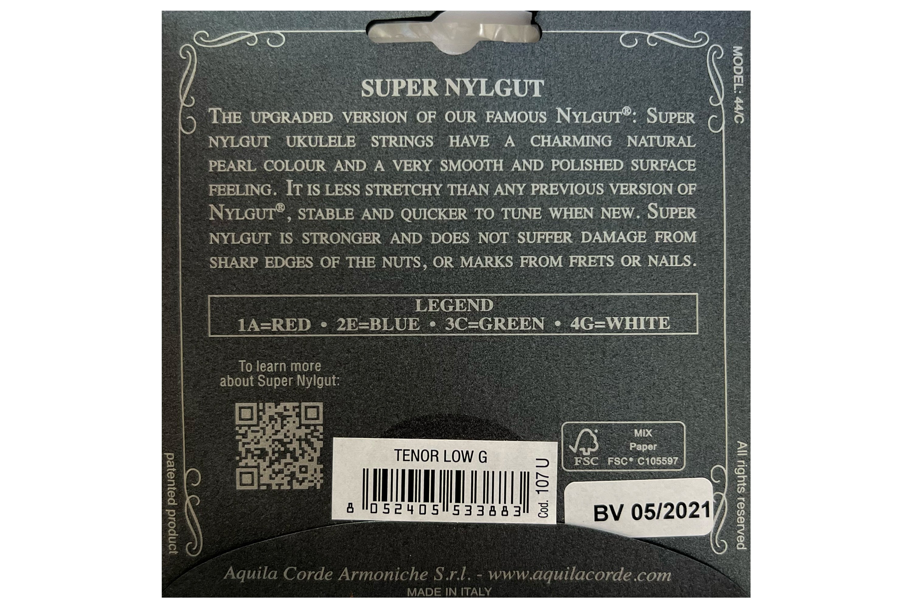 Aquila 107U Super Nylgut Ukulele Strings TENOR (GCEA Tuning) - LOW G