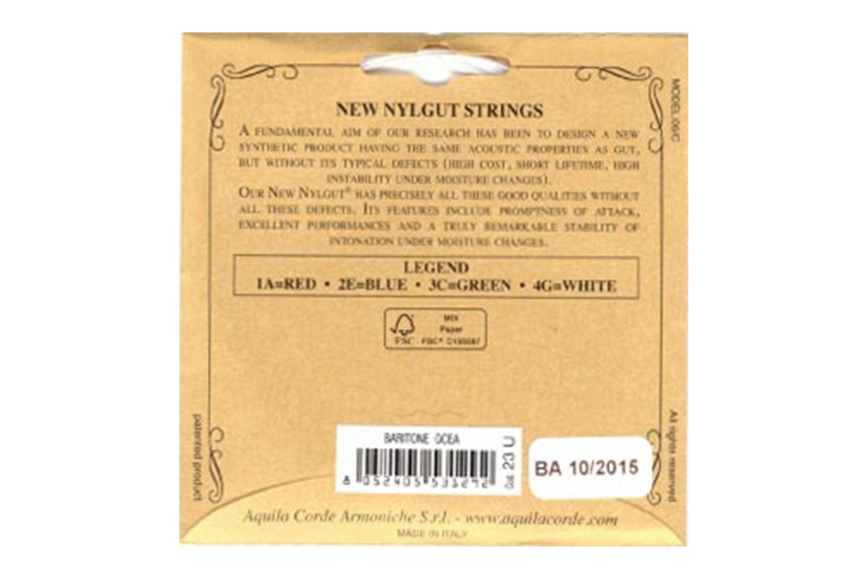 Aquila 23U New Nylgut Strings for Baritone Ukulele GCEA Tuning - High G