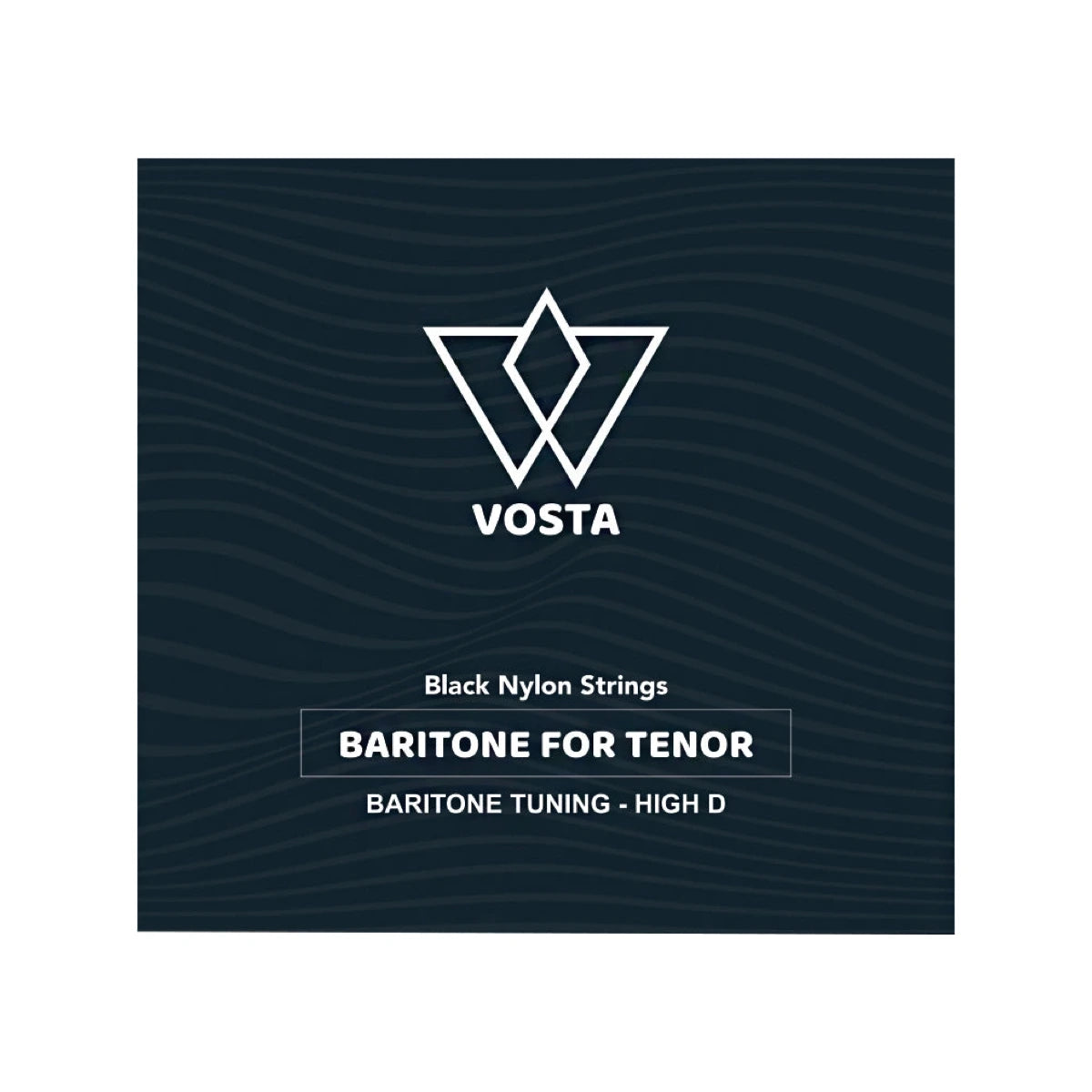 Vosta Black Nylon baritone-for-tenor ukulele strings, front of package, high D