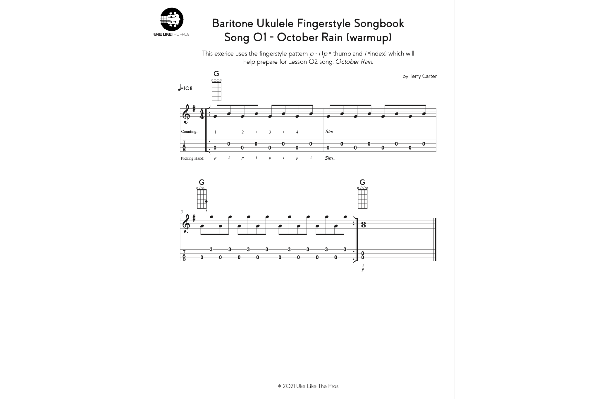 Beginning Baritone Fingerstyle Songbook - Uke Like The Pros