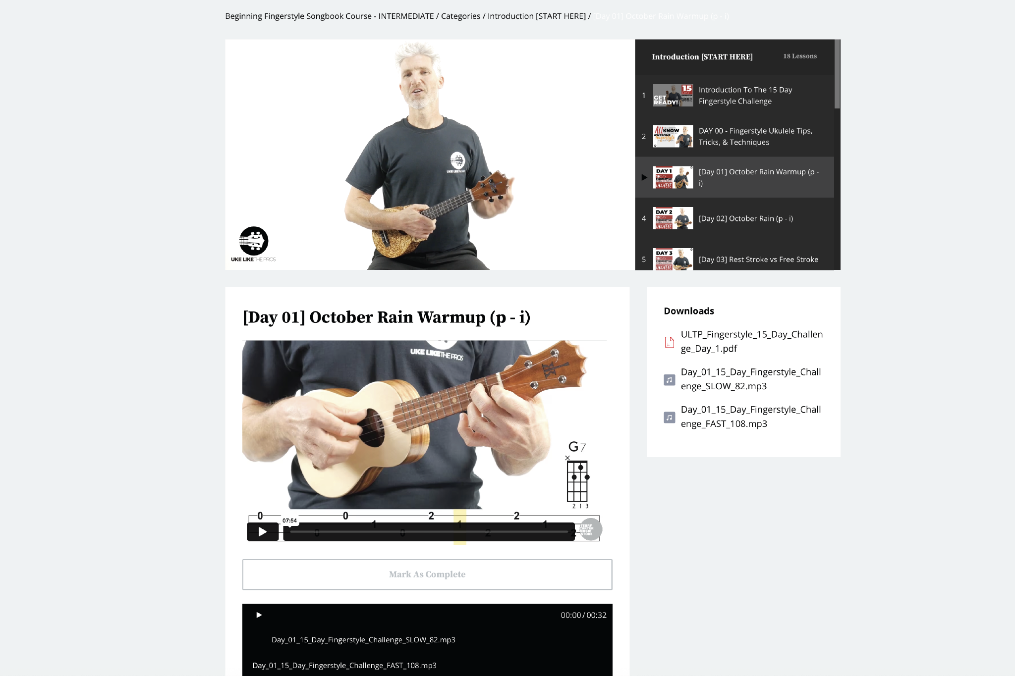 Beginning Fingerstyle Songbook Course - Uke Like The Pros