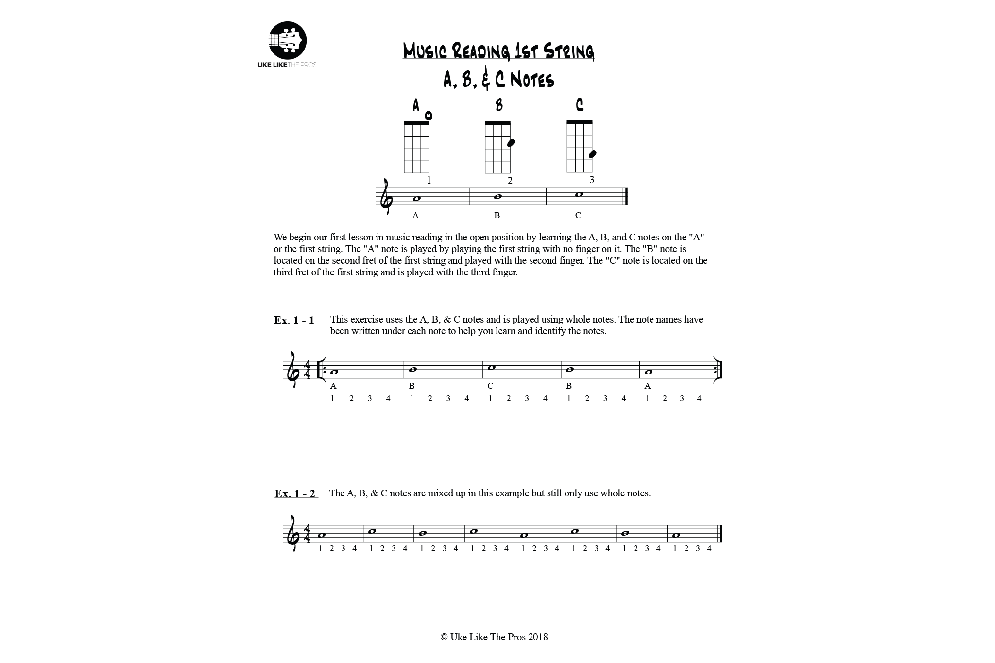 Beginning Music Reading Course - Uke Like The Pros