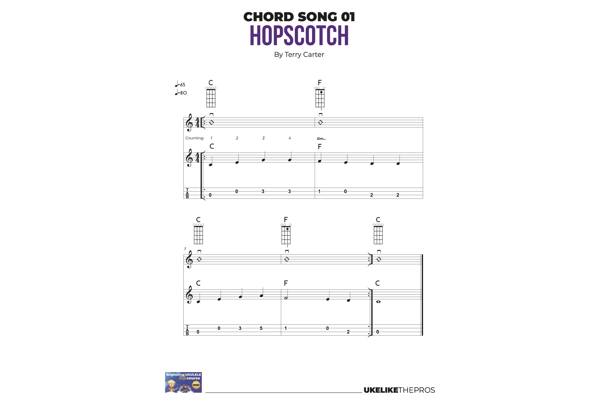 Beginning Ukulele kids Course Songbook - Uke Like The Pros