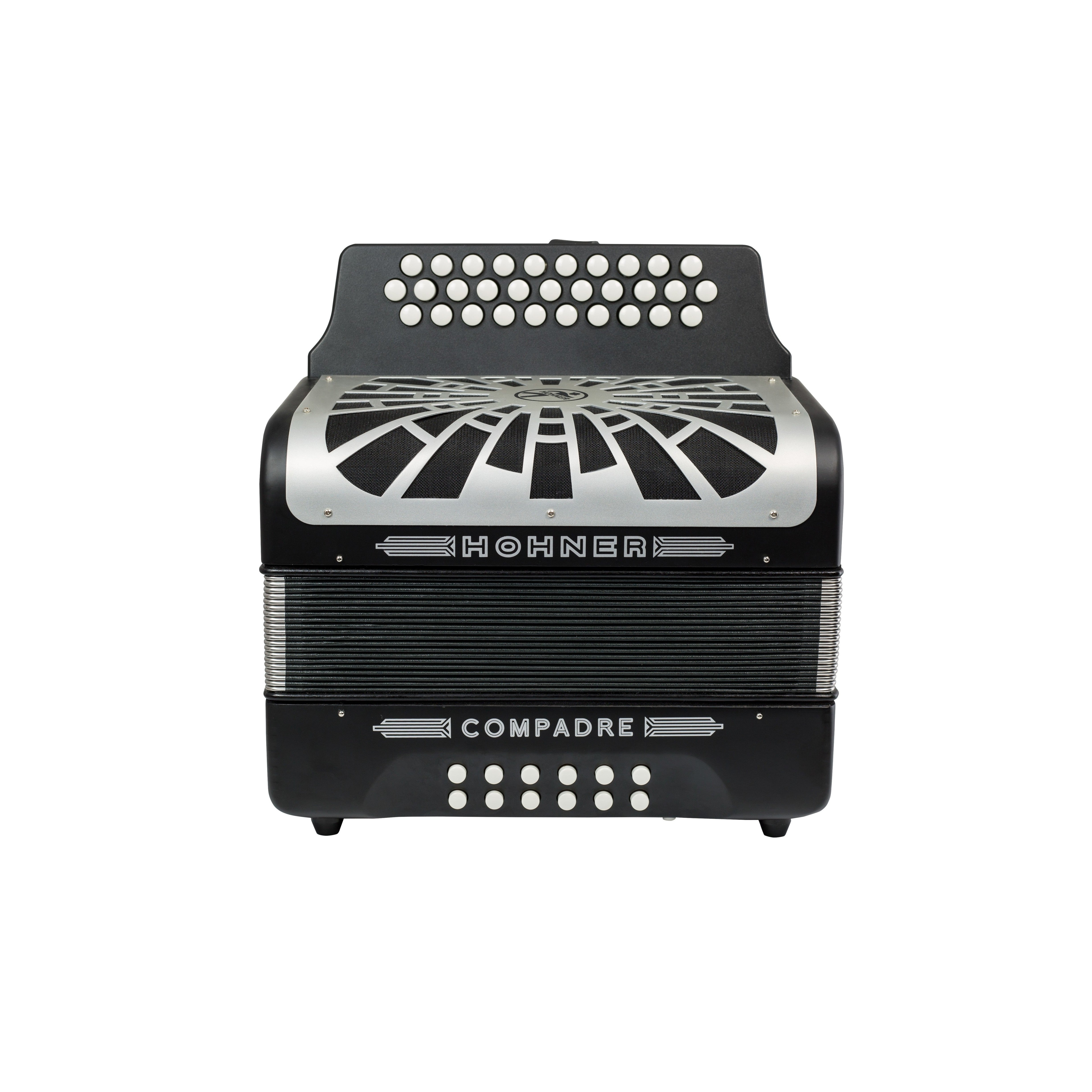 Hohner Compadre GCF Black accordion front grille and bellows