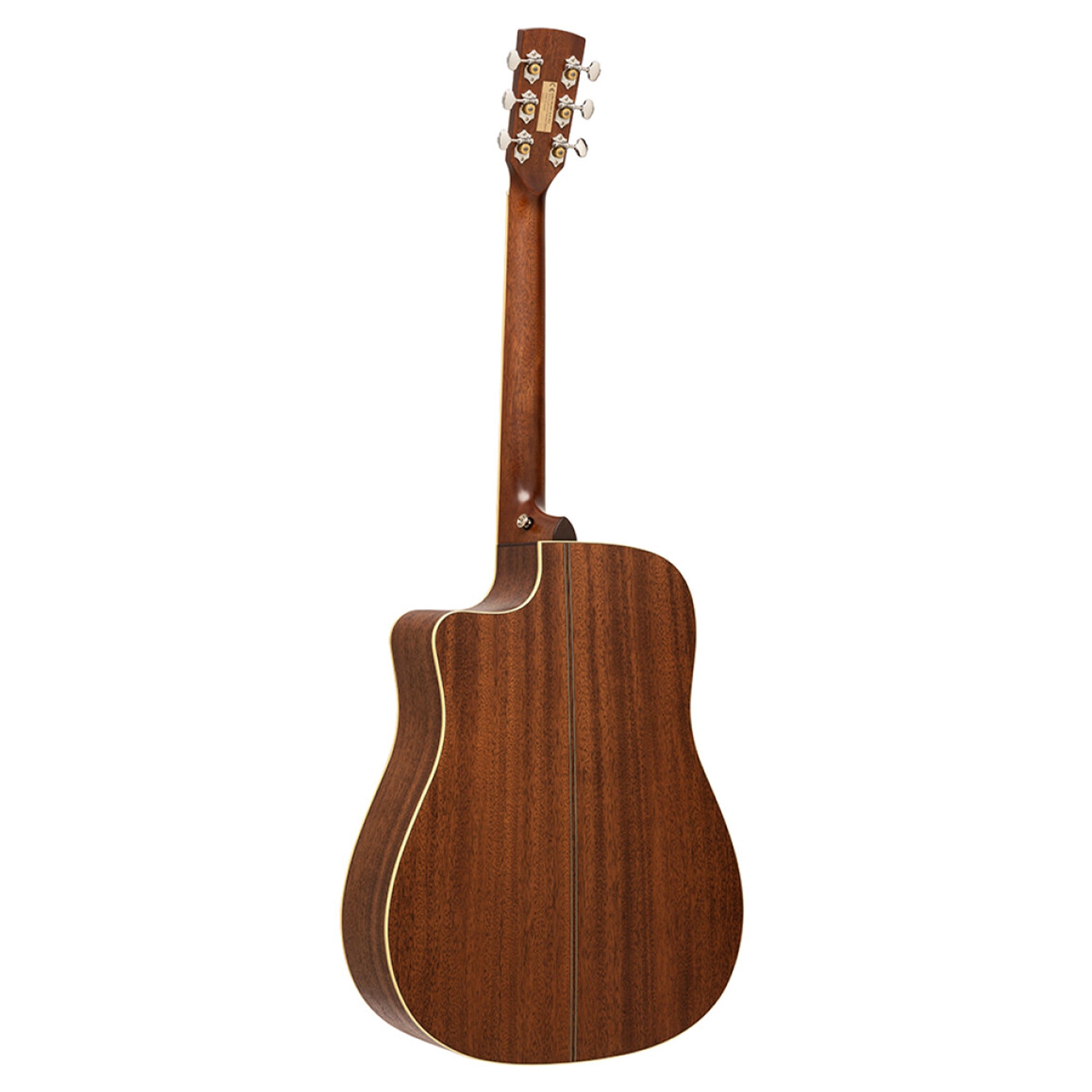 Back view of Crafter ES-MAHO DCE guitar on a white background