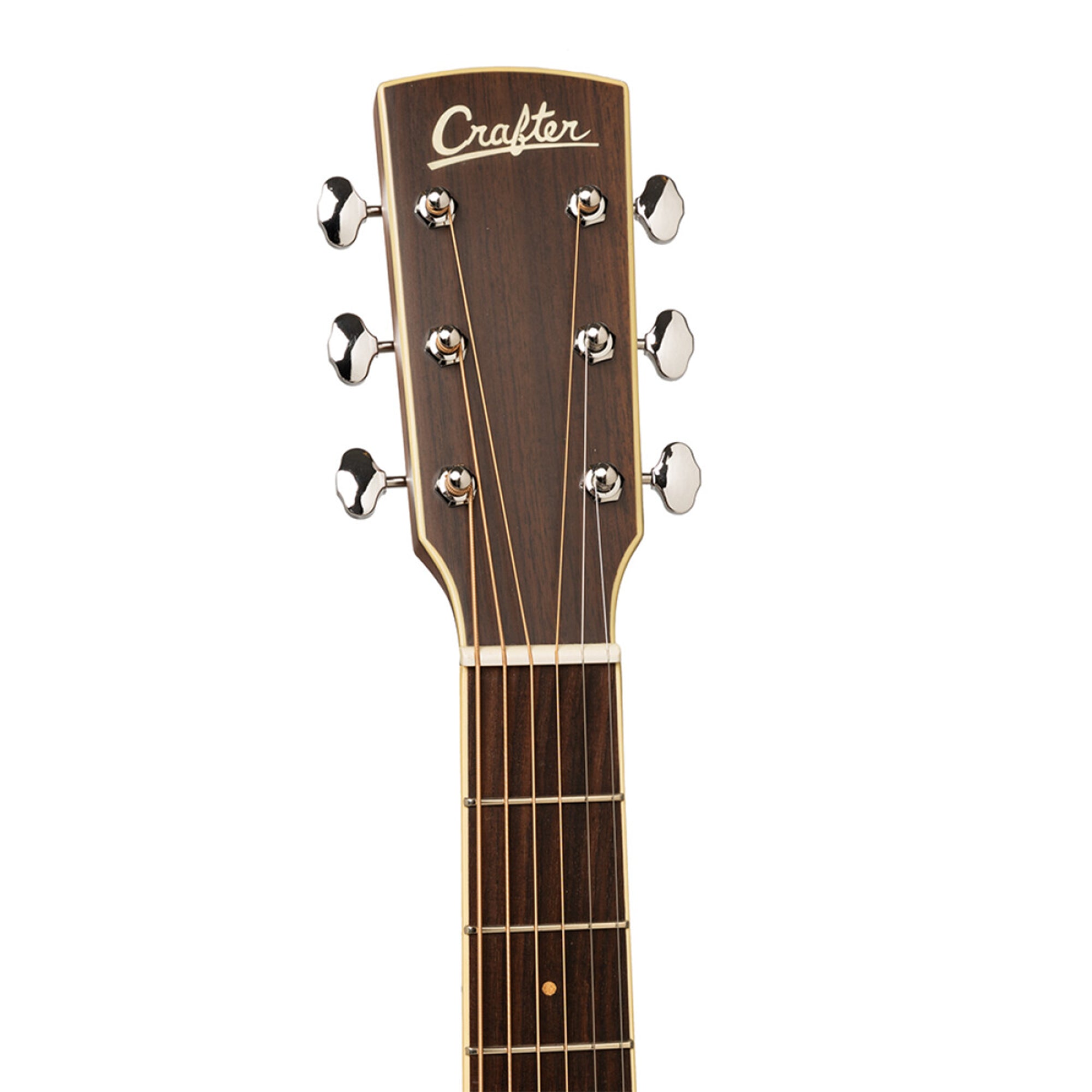 Guitar headstock with 'Crafter' branding on a white background