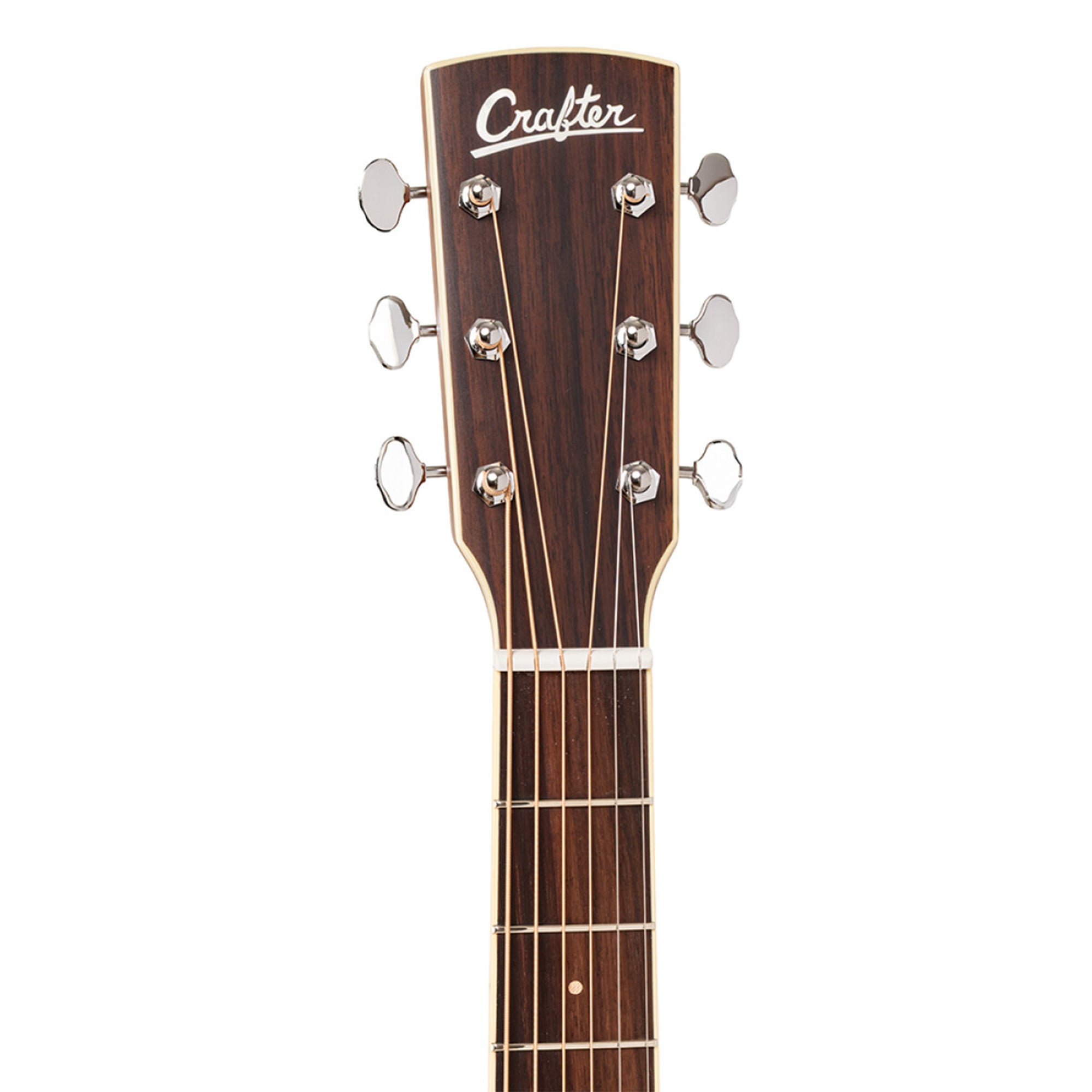Guitar headstock with 'Crafter' branding on a white background