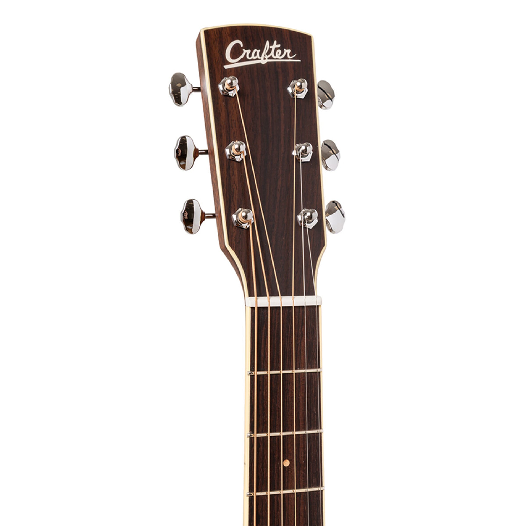 Guitar headstock with 'Crafter' branding on a white background