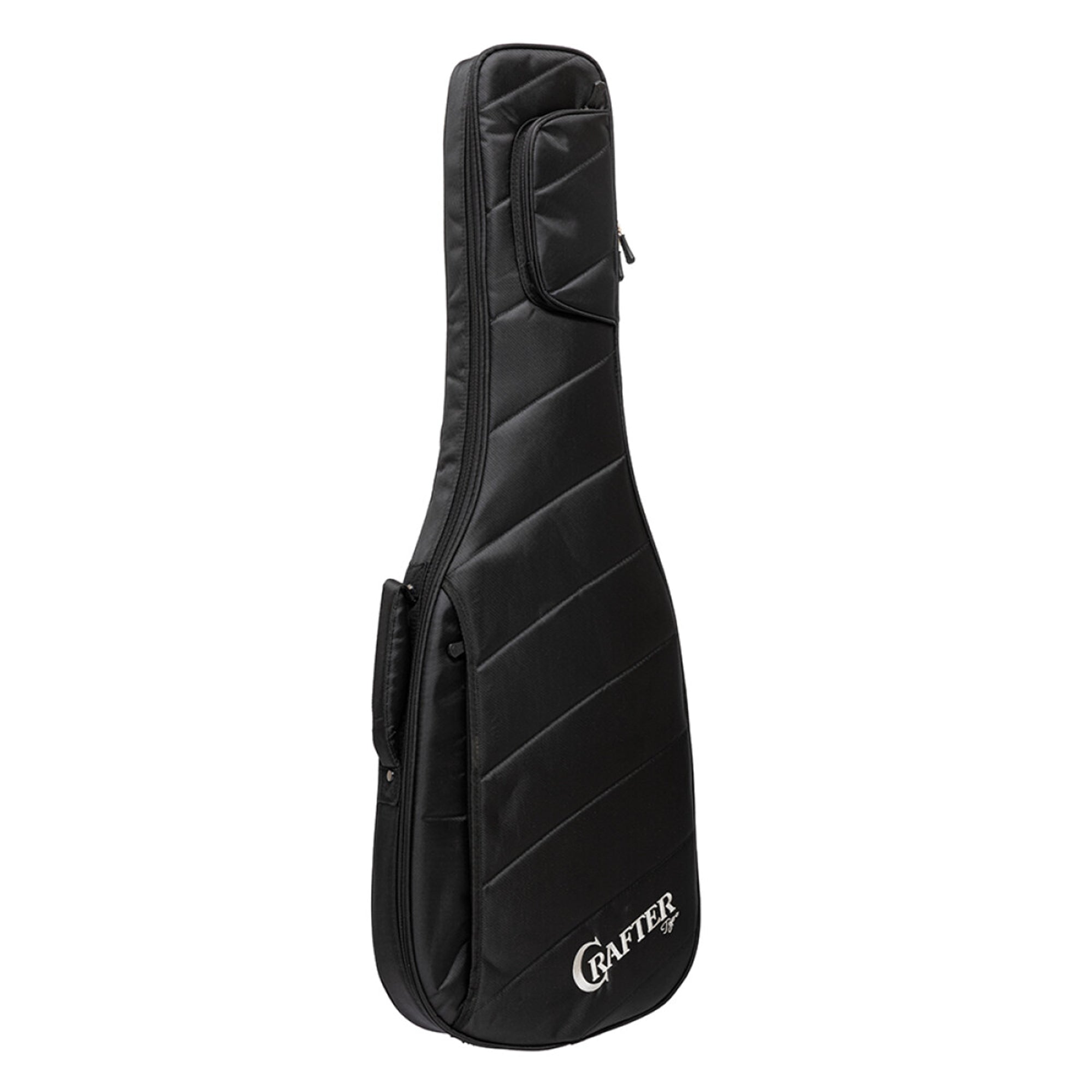 Black guitar case with 'Crofter' branding on a white background