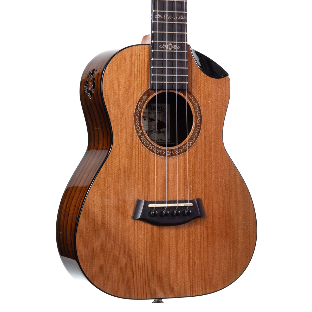Example photo: an earlier Kanile'a Craig & Sarah tenor, serial 26659, angled view showing the cutaway