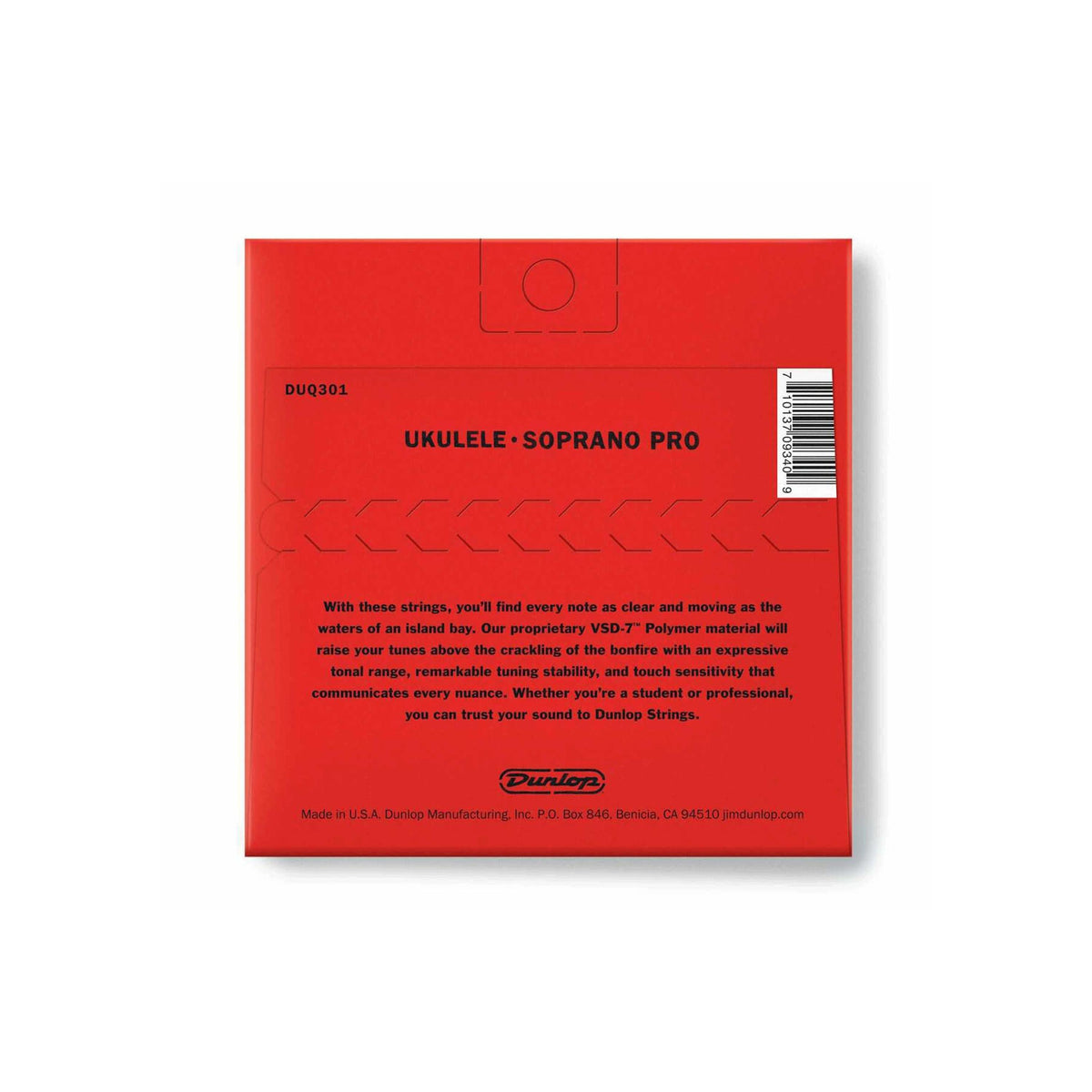 Dunlop DUQ301 Soprano Pro ukulele strings, back of packet