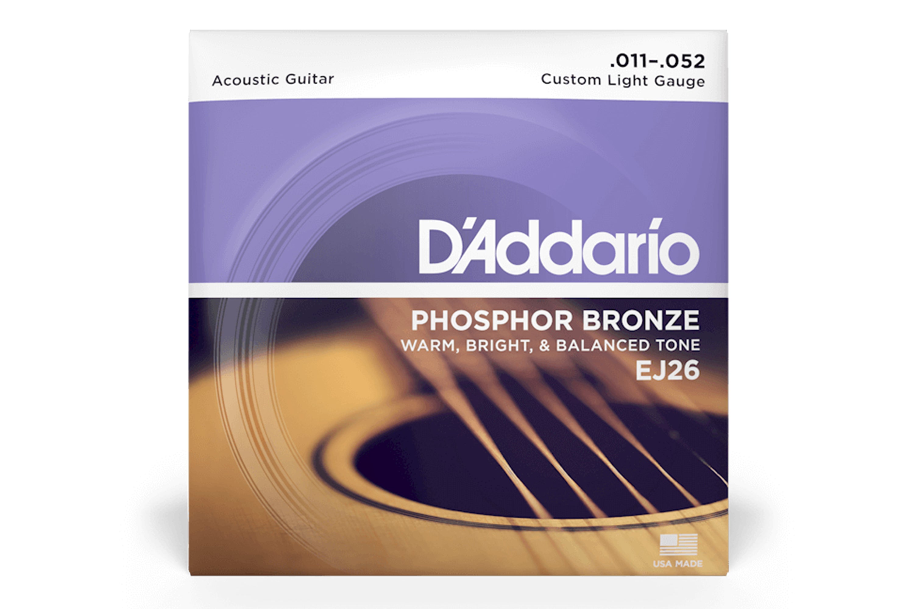 D'Addario EJ26 Phosphor Bronze Acoustic Guitar Strings, Custom Light, 11-52