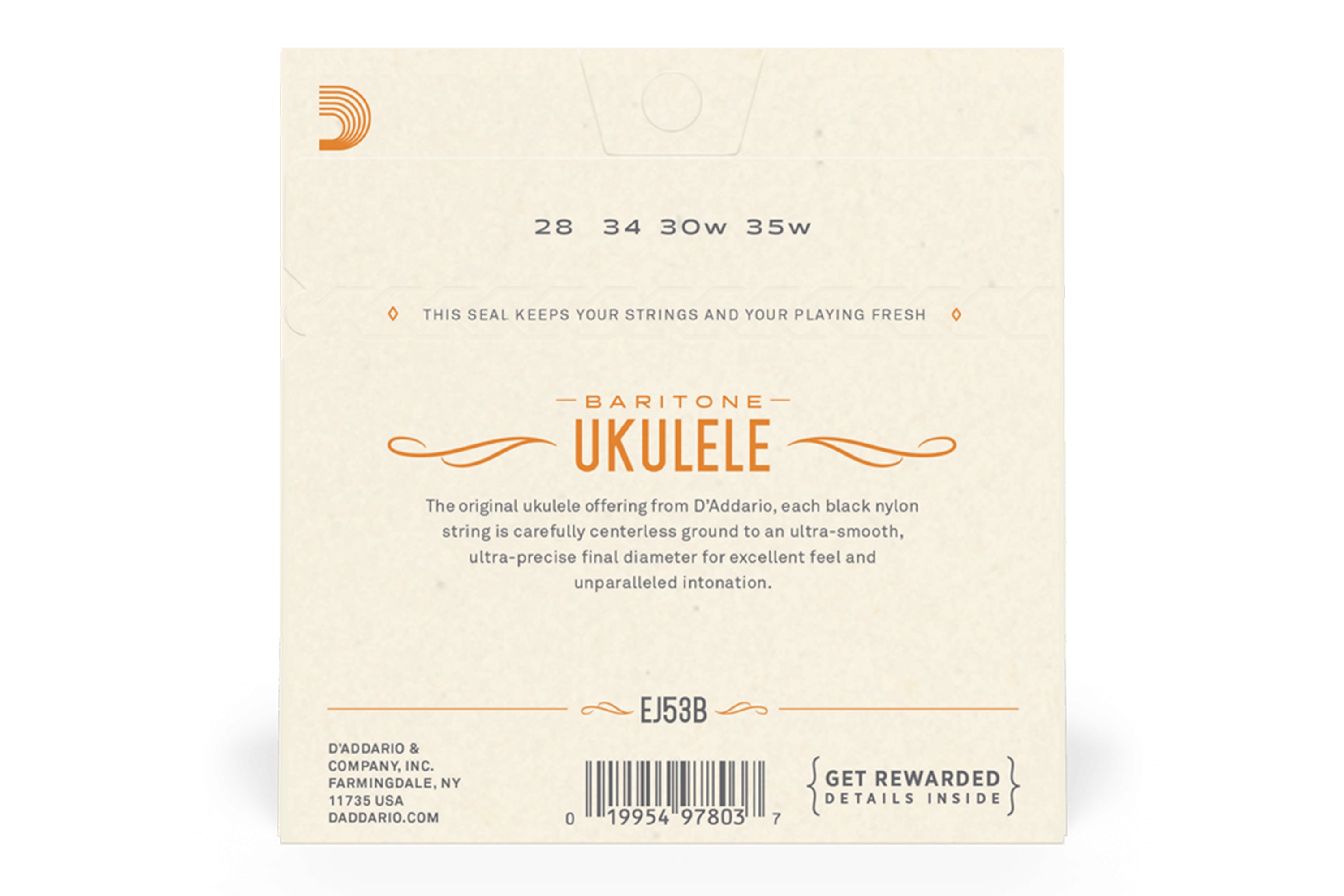 D'Addario EJ53B Black Nylon Baritone Ukulele Strings