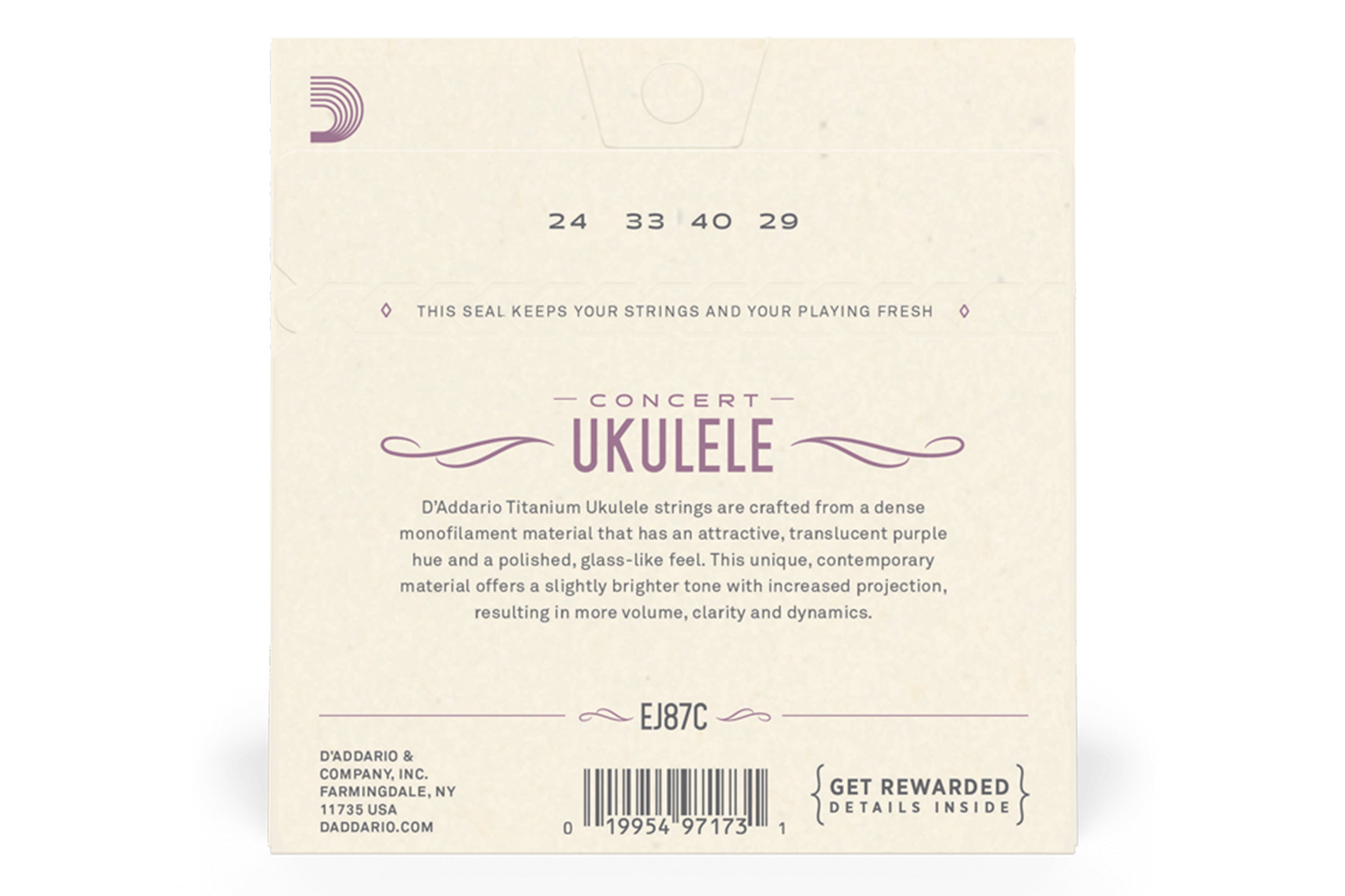 D'Addario EJ87C Titanium Concert Ukulele Strings - HIGH G