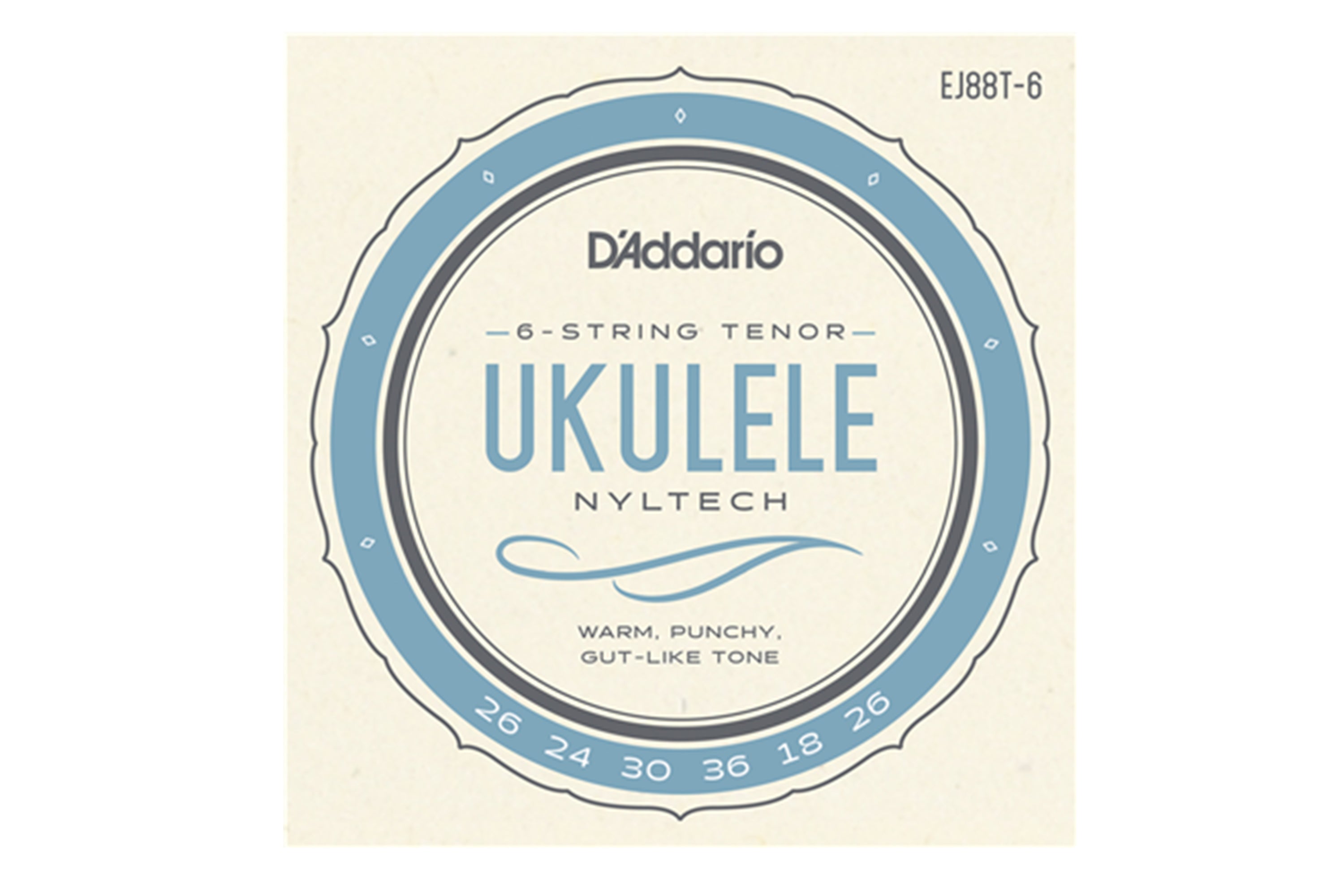 D'Addario EJ88T-6 Nyltech 6-String Tenor Ukulele Strings (gCceAa Tuning)