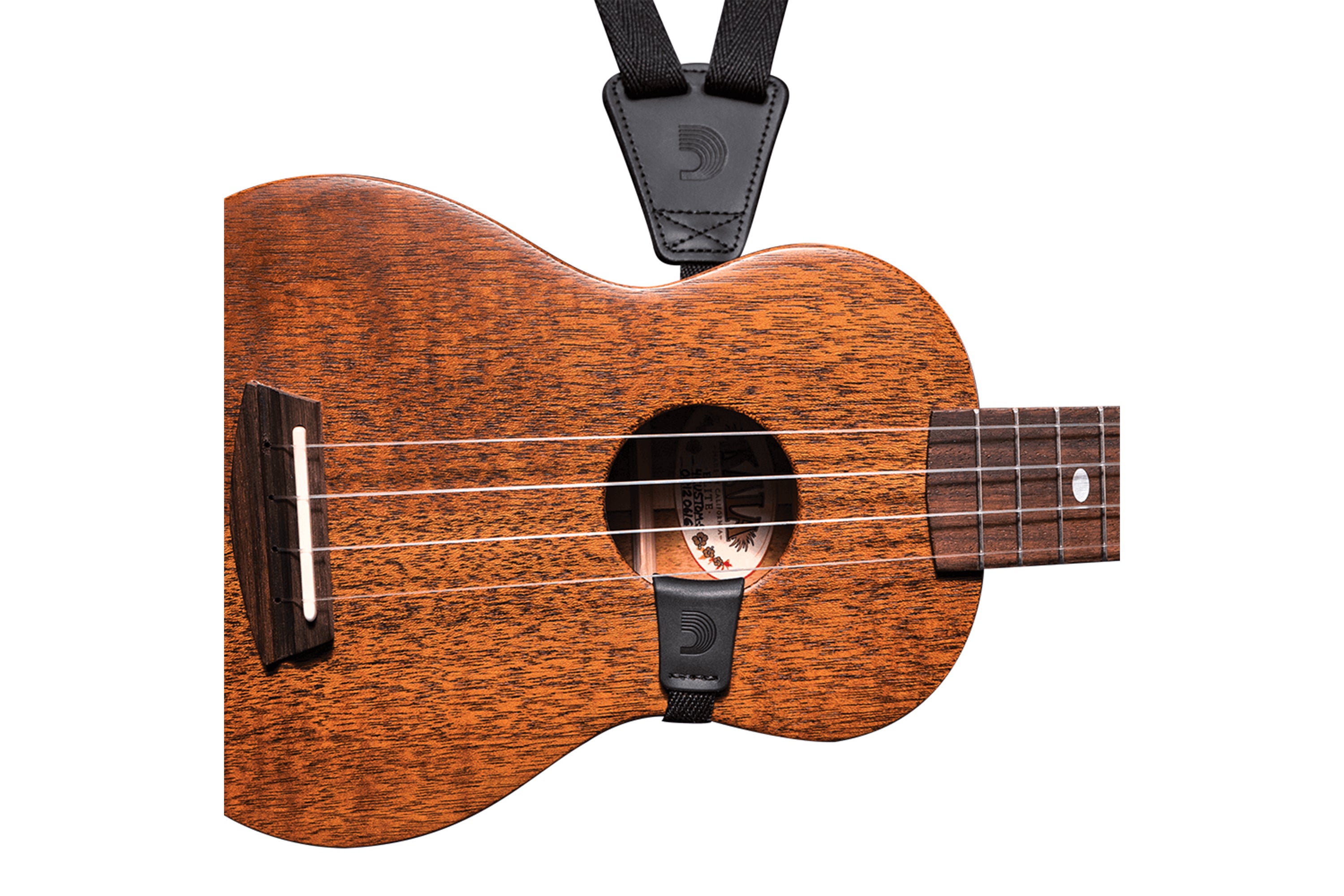 D'Addario Eco-Comfort Ukulele Strap Black (No Drilling Required)