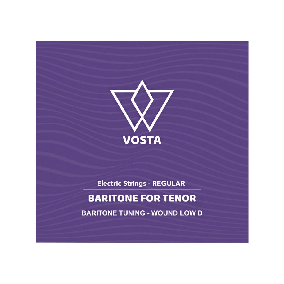 Vosta Steel Electric baritone-for-tenor ukulele strings, front of package, wound low D