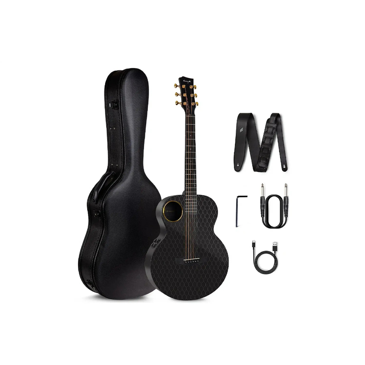 EnyaCarbonX4ProMiniCarbonFiberGuitar-Black-07 | Terry Carter Music Store