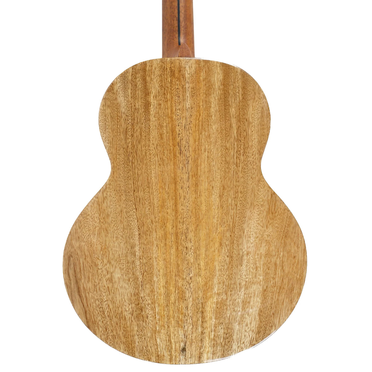 Full back of the Flight Fireball EQ-A baritone ukulele, showing the figured solid mango grain (ukulele #1)