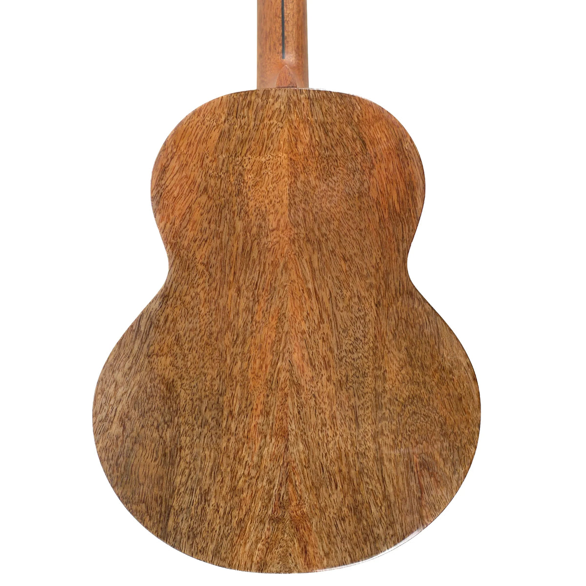 Back of the Flight Fireball EQ-A baritone ukulele, solid mango with a centre seam and mahogany neck (ukulele #3)