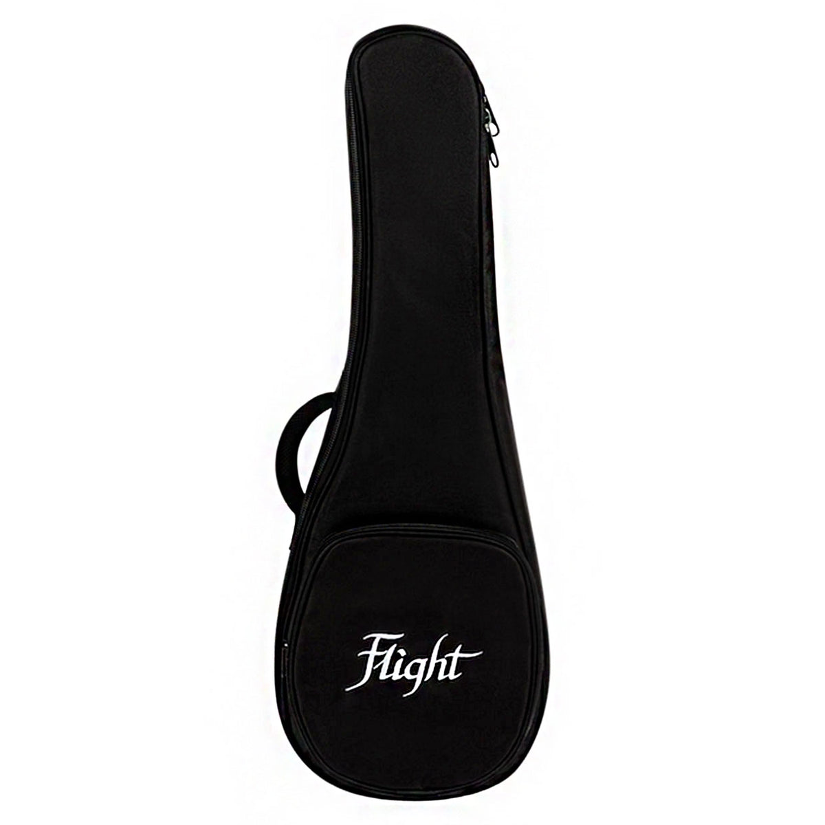 The Flight 4SB Baritone Ukulele includes a black Flight Deluxe Gig Bag with a front storage pocket and carrying handle.