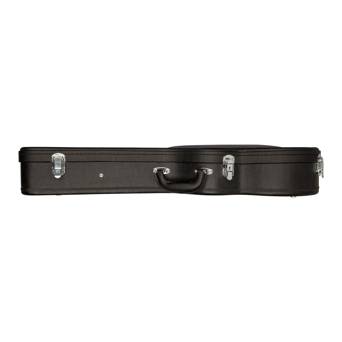 Lanikai HWC-B Baritone Ukulele Hardshell Wood Case, top edge view with handle and latches