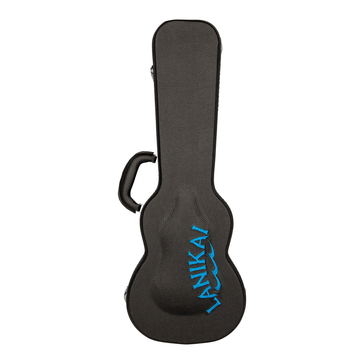 Lanikai HWC-C Concert Ukulele Hardshell Wood Case, front view with the embroidered Lanikai logo