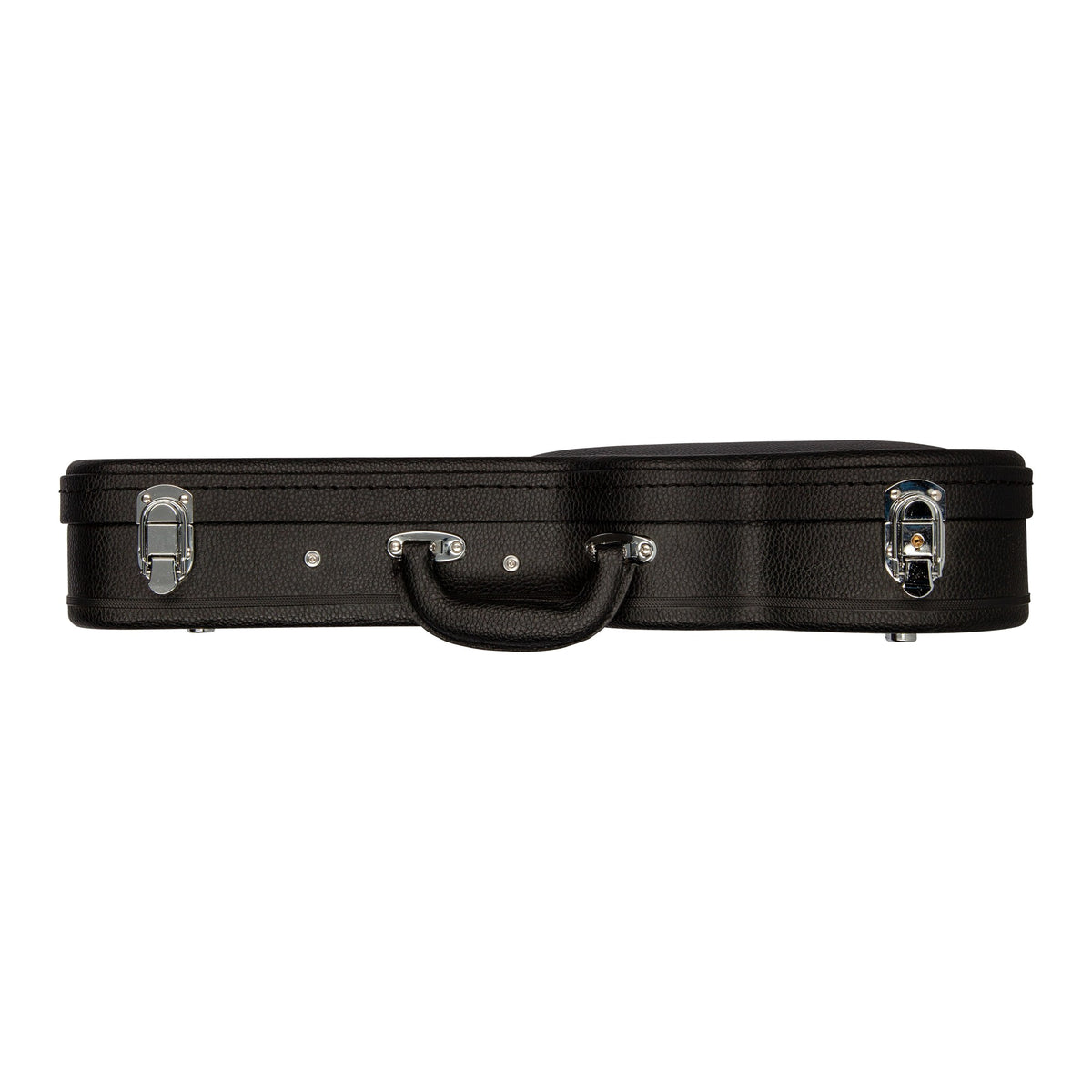 Lanikai HWC-C Concert Ukulele Hardshell Wood Case, top edge view with handle and latches
