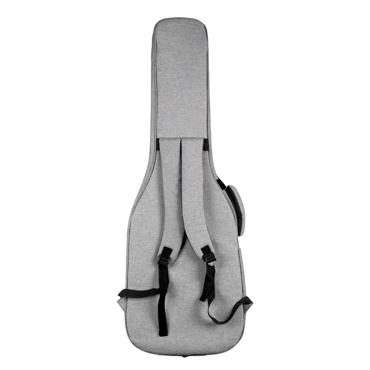 Jet JG-30 universal gig bag in gray, back view with backpack straps