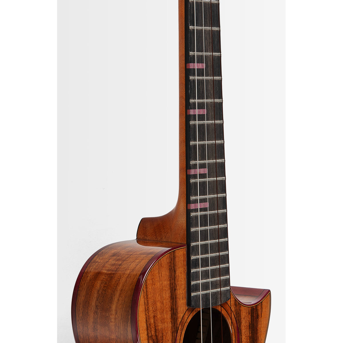 Close-up of the Kala KA-3CD-ACA-T neck heel and cutaway