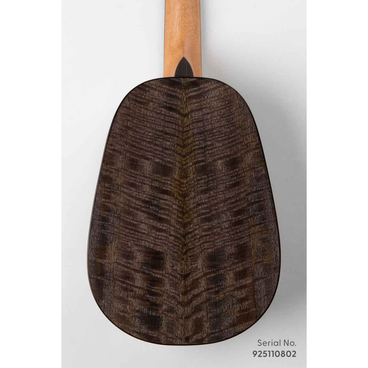 Kala METD-BMR-PT Metropolitan Deluxe Black Night Mango pineapple tenor ukulele, serial 925110802, back view showing the figured mango back
